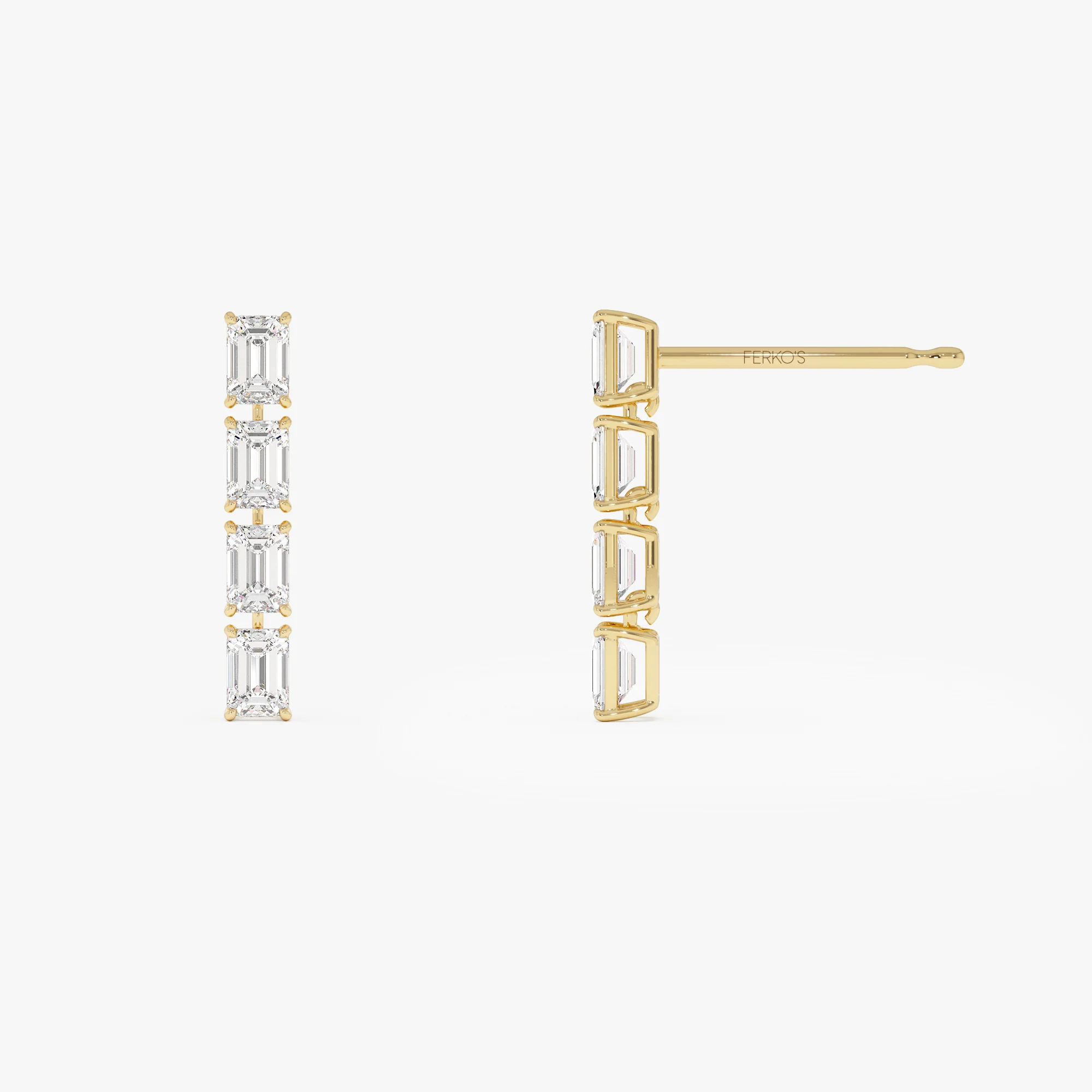 1.60 Ctw 14k Prong Setting Emerald Cut Lab Grown Diamond Dangling Stud Earrings - Alia - Image 7