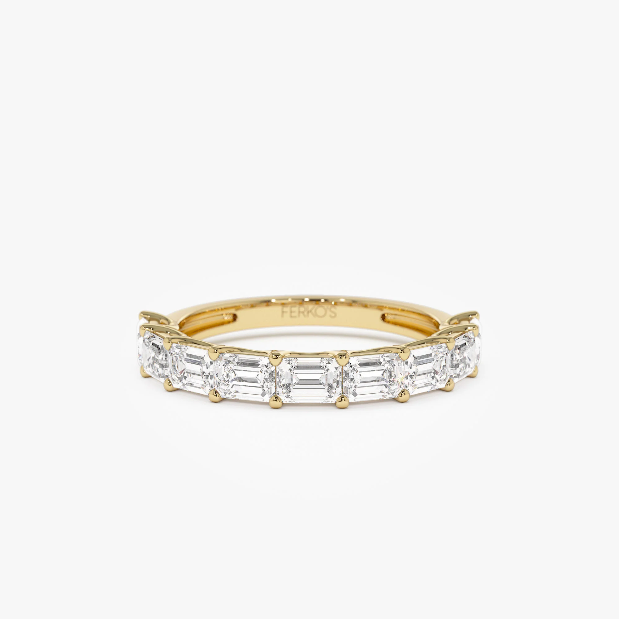 1.70 ctw 14k East West Prong Setting Nine Stone Emerald Cut Lab Grown Diamond Wedding Ring - Haley
