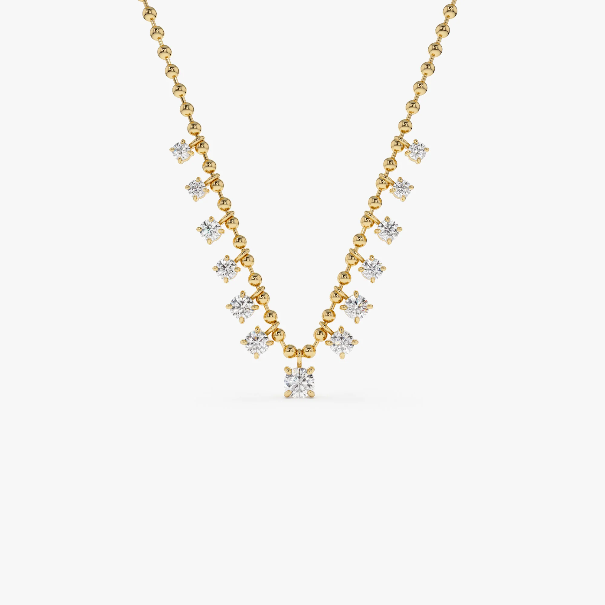 1.75 Ctw 14k Gold Prong Setting Lab Diamond Beaded Necklace - Isa