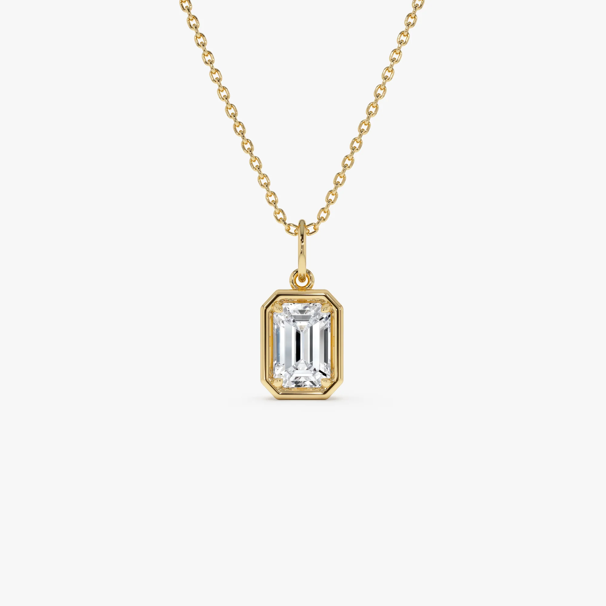 1 CTW 14k Emerald Cut Lab Grown Diamond Pendant Necklace - Jarra