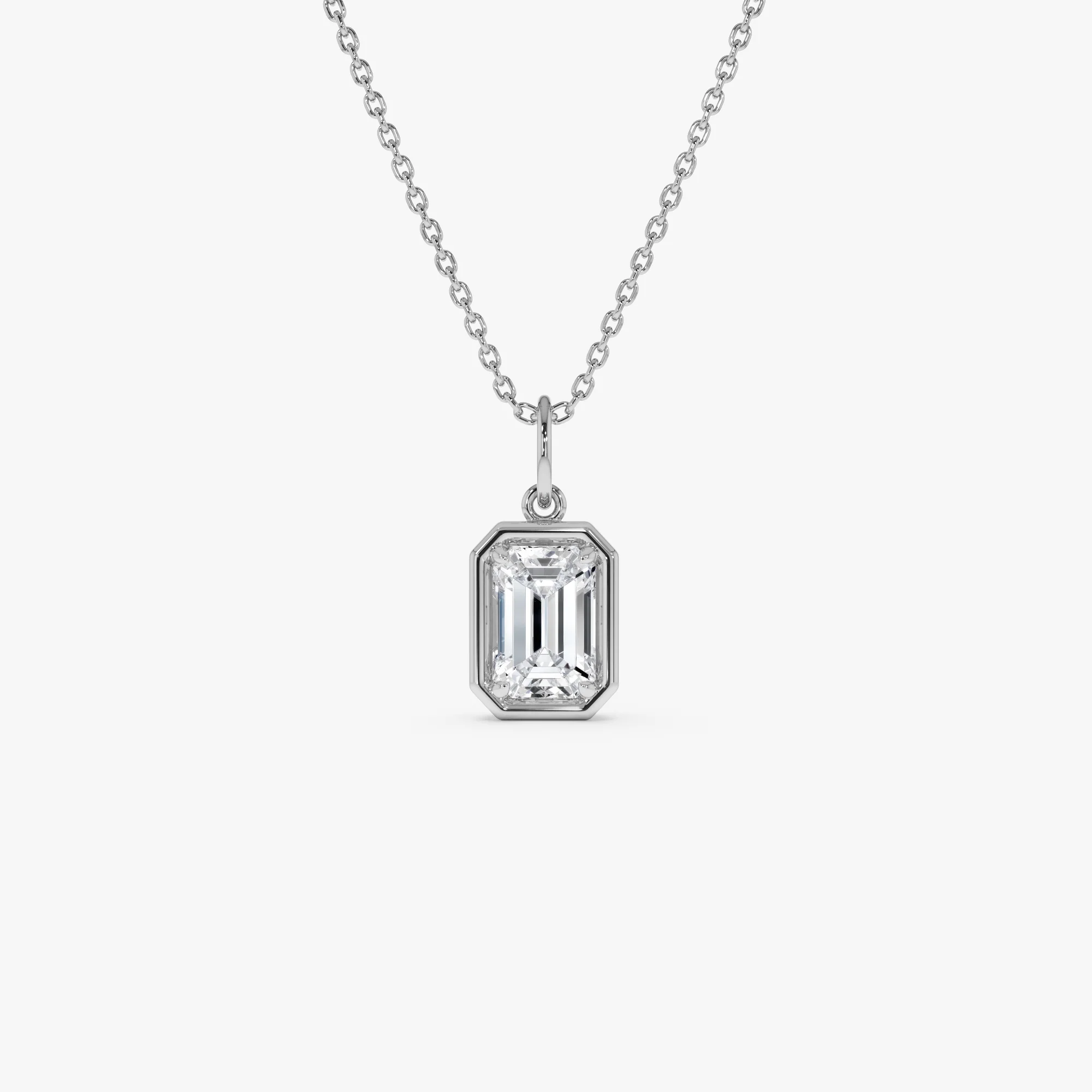 1 CTW 14k Emerald Cut Lab Grown Diamond Pendant Necklace - Jarra - Image 2