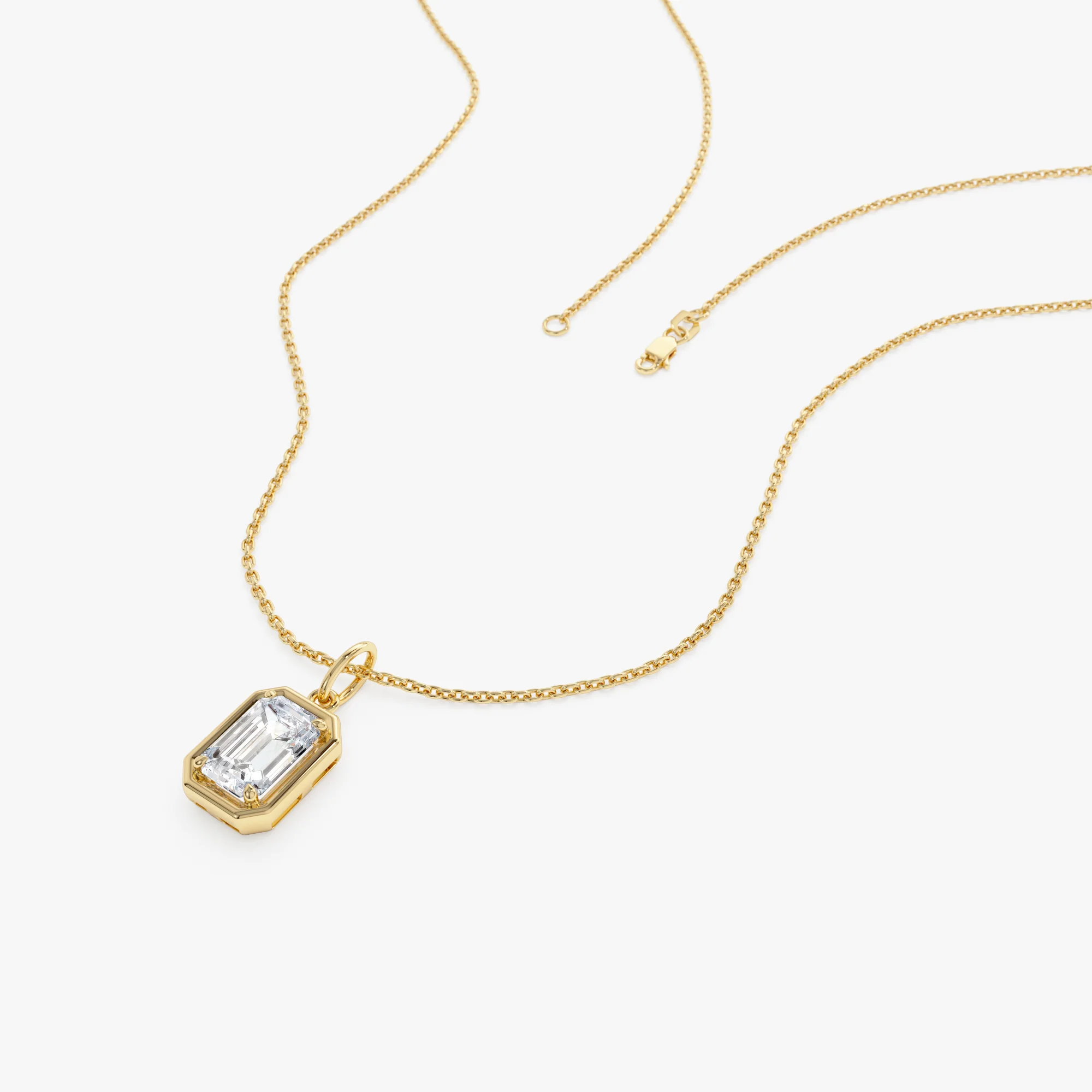 1 CTW 14k Emerald Cut Lab Grown Diamond Pendant Necklace - Jarra - Image 3