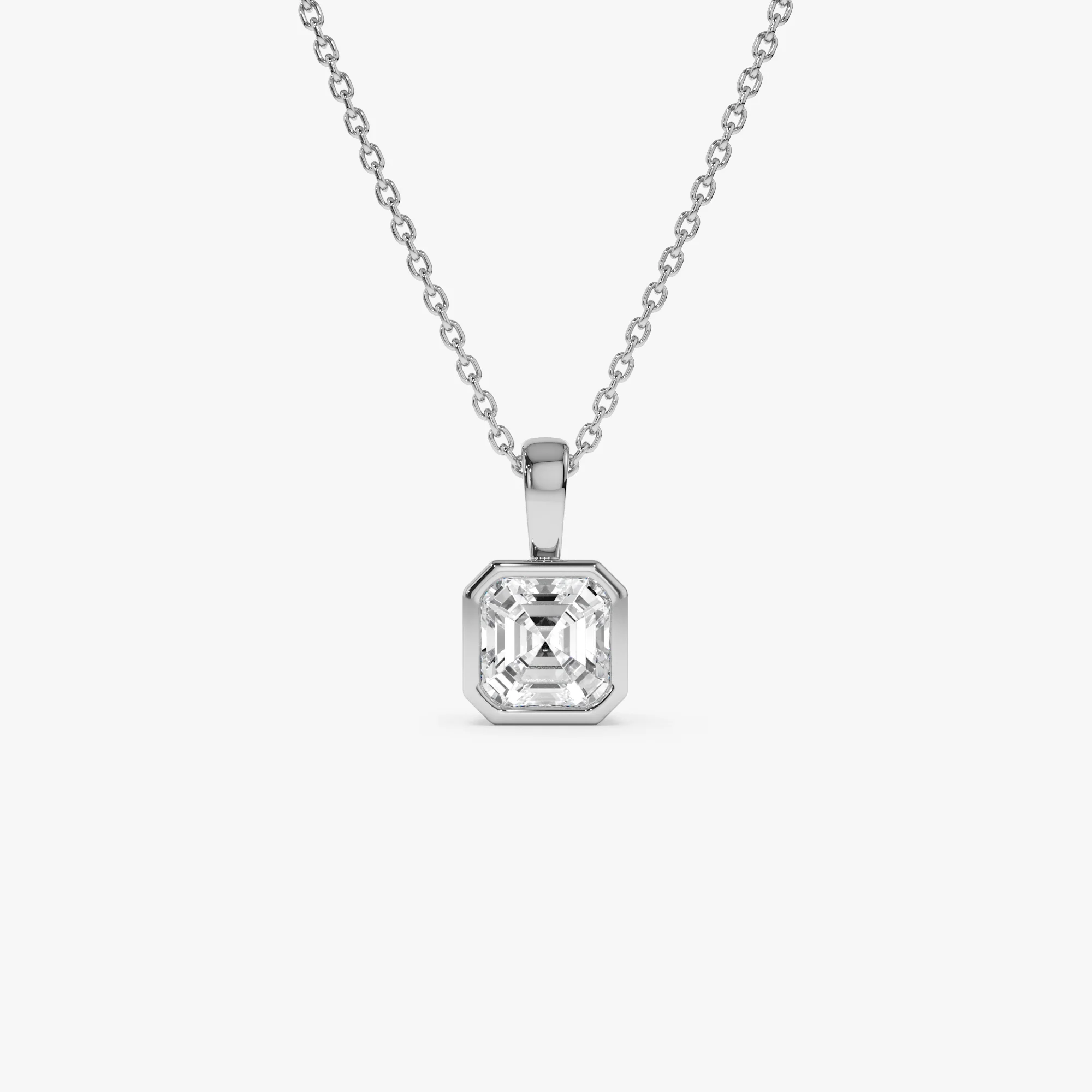 1 CTW 14K Lab Grown Bezel Set Asscher Cut Diamond Charm - Yana - Image 2