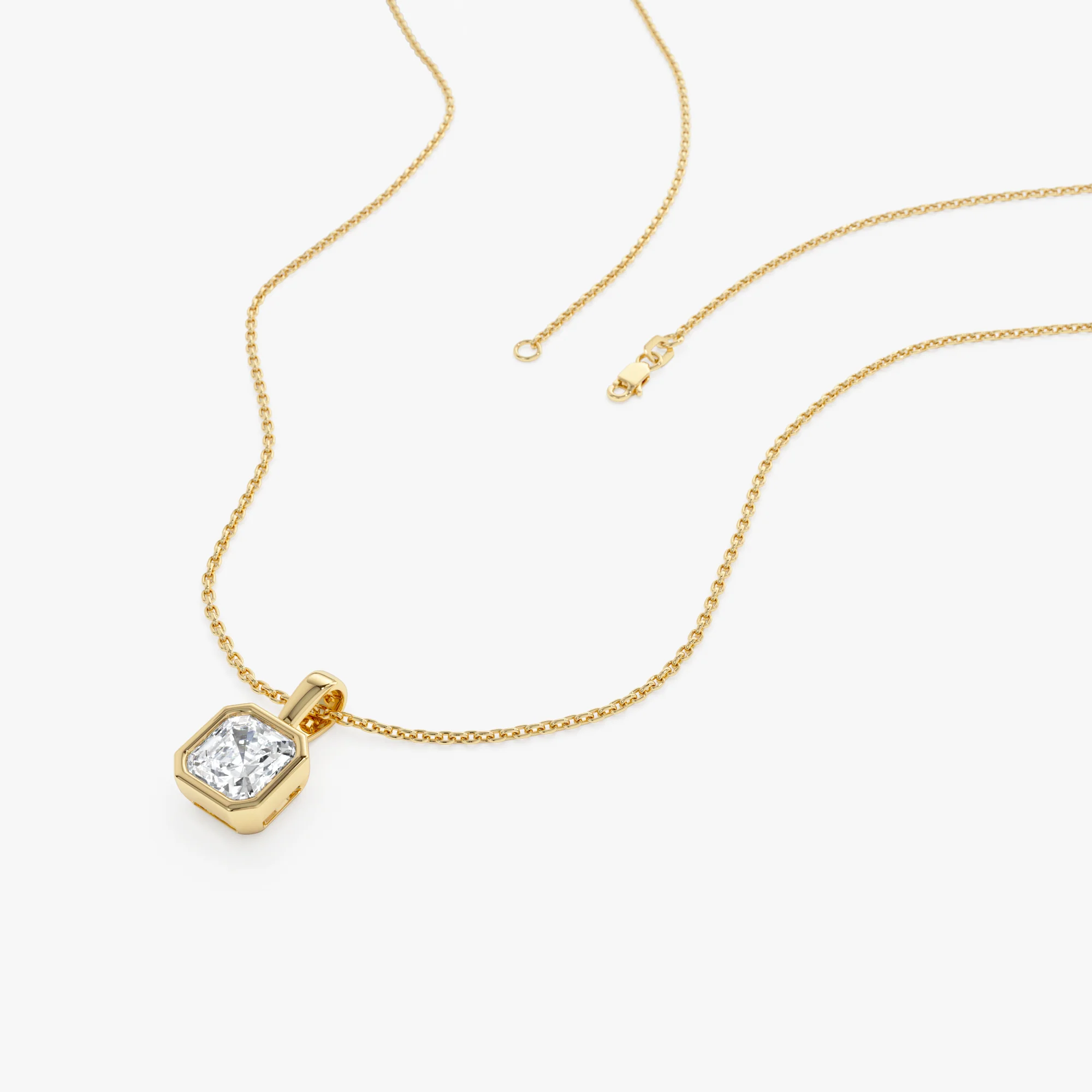1 CTW 14K Lab Grown Bezel Set Asscher Cut Diamond Charm - Yana - Image 3