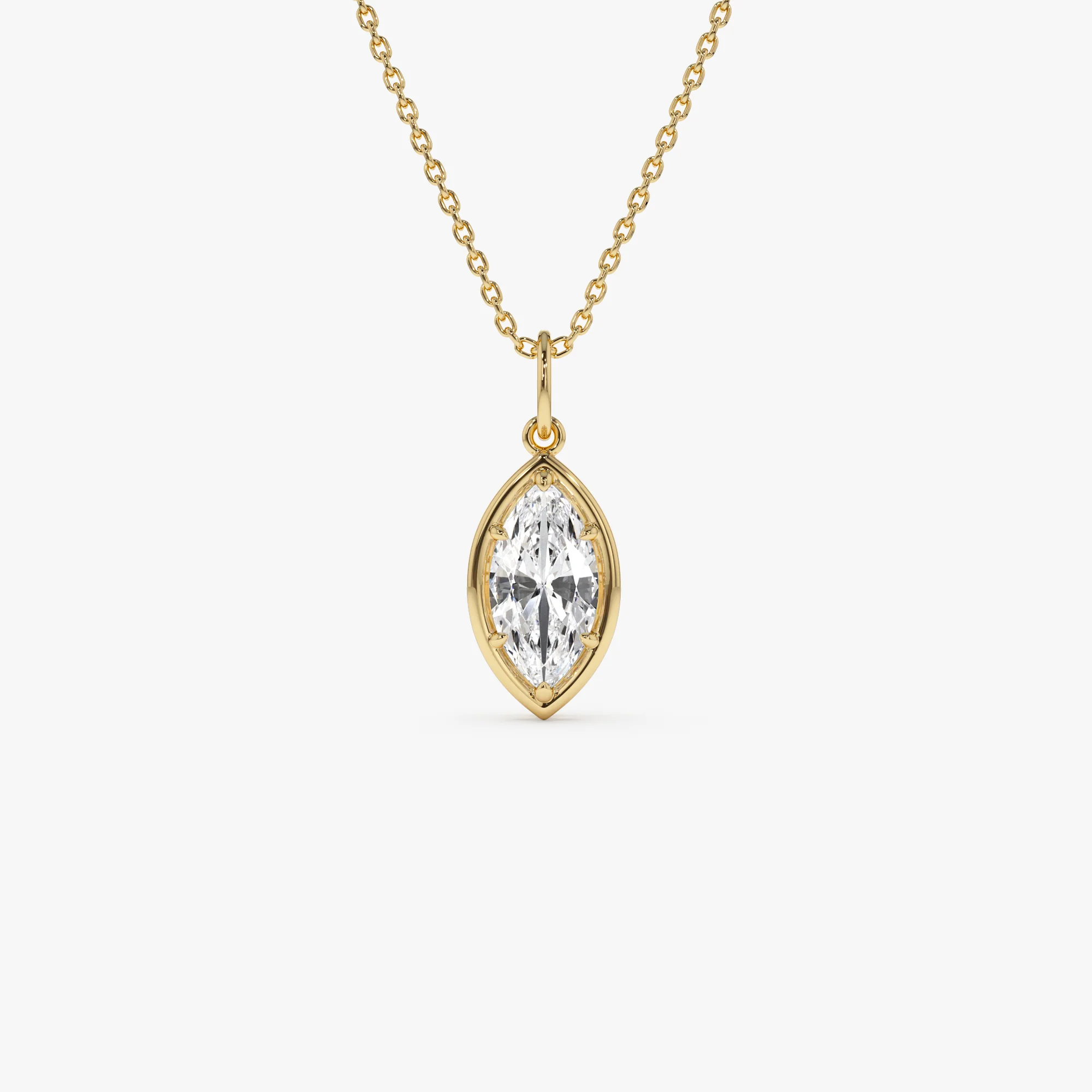 1 CTW 14k Marquise Shape Lab Grown Diamond Pendant Necklace - Daku