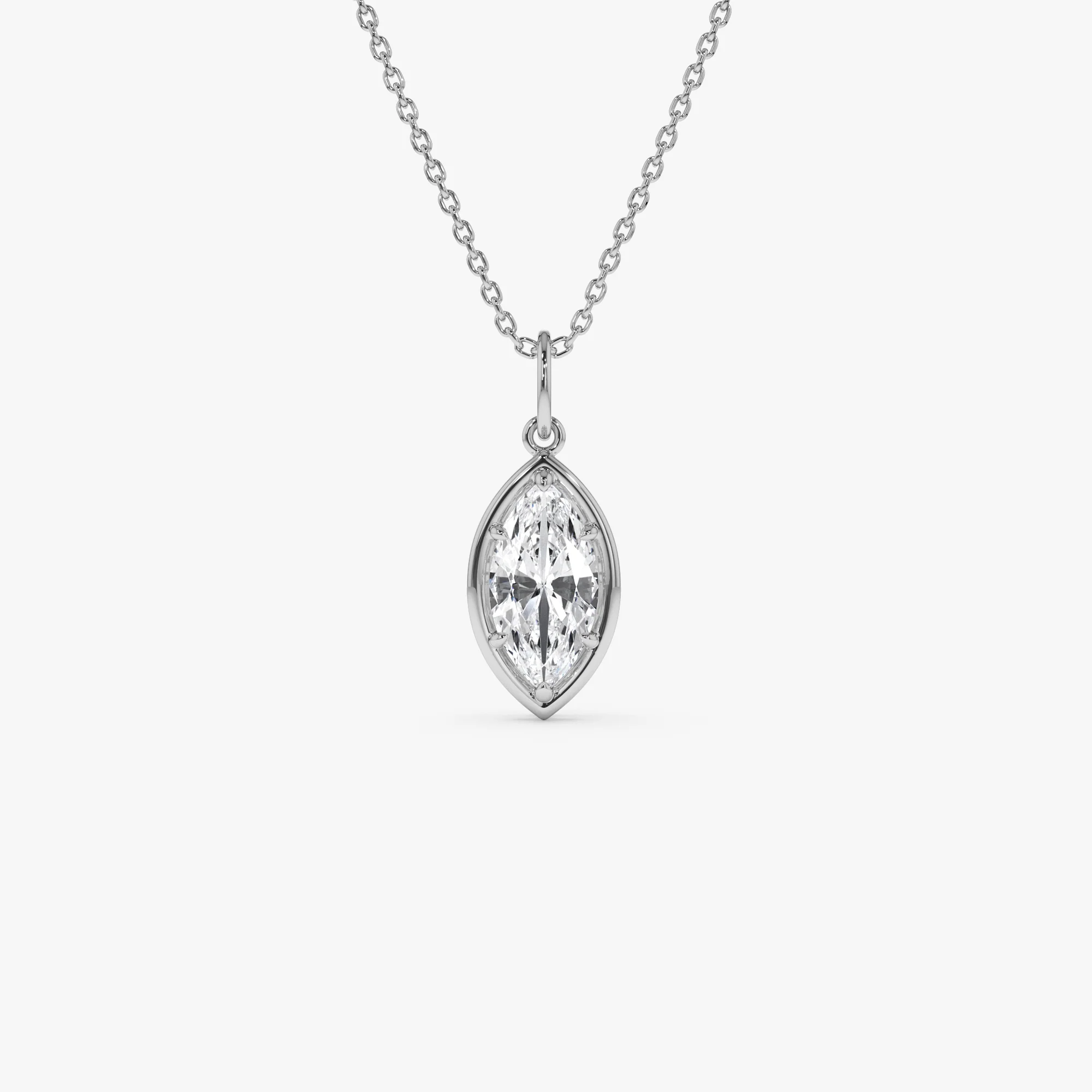 1 CTW 14k Marquise Shape Lab Grown Diamond Pendant Necklace - Daku - Image 2