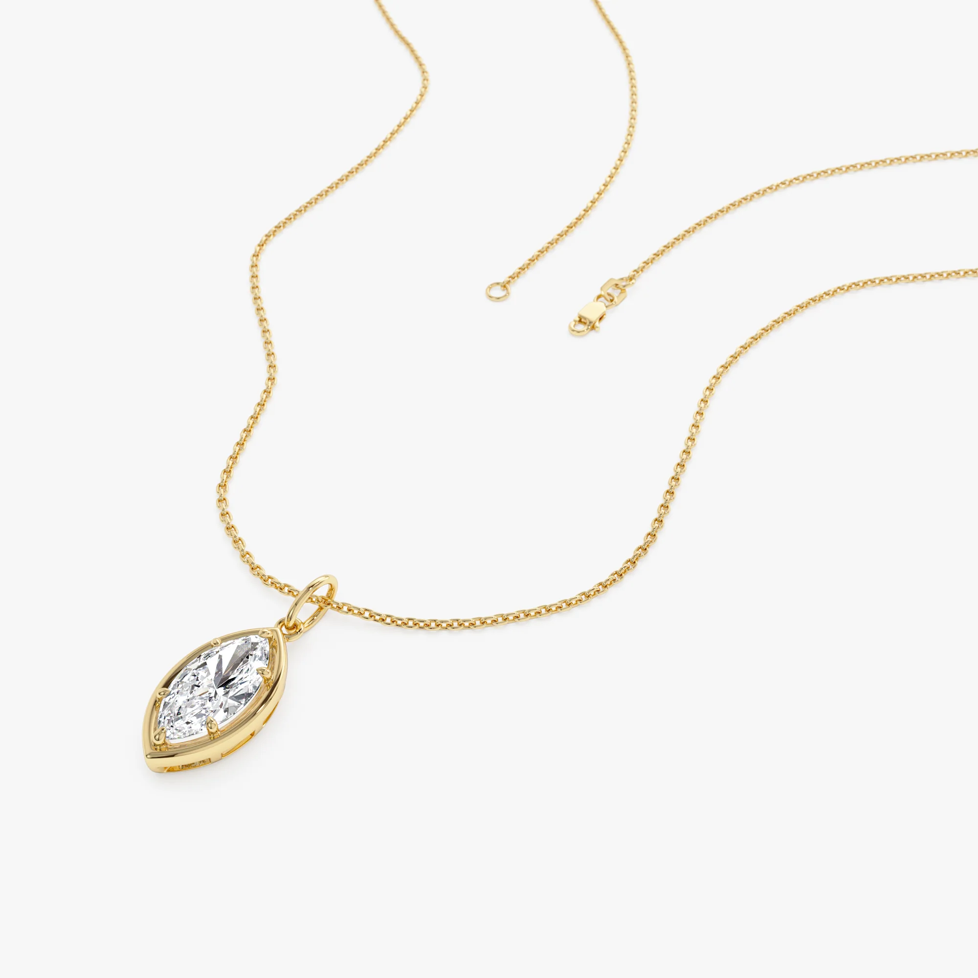 1 CTW 14k Marquise Shape Lab Grown Diamond Pendant Necklace - Daku - Image 3