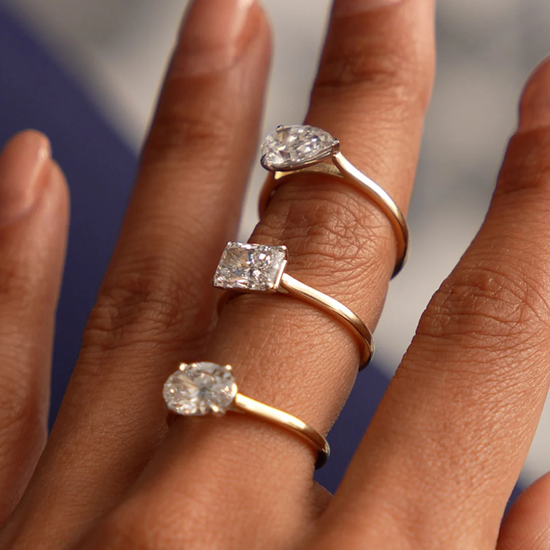 1 CTW 14k Pear Shaped Lab Grown Pear Shaped East-West Set Diamond Ring - Daria - Image 7