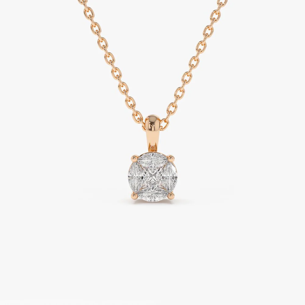 14k 0.25ctw Illusion Setting Brilliant Diamond Necklace - Image 3