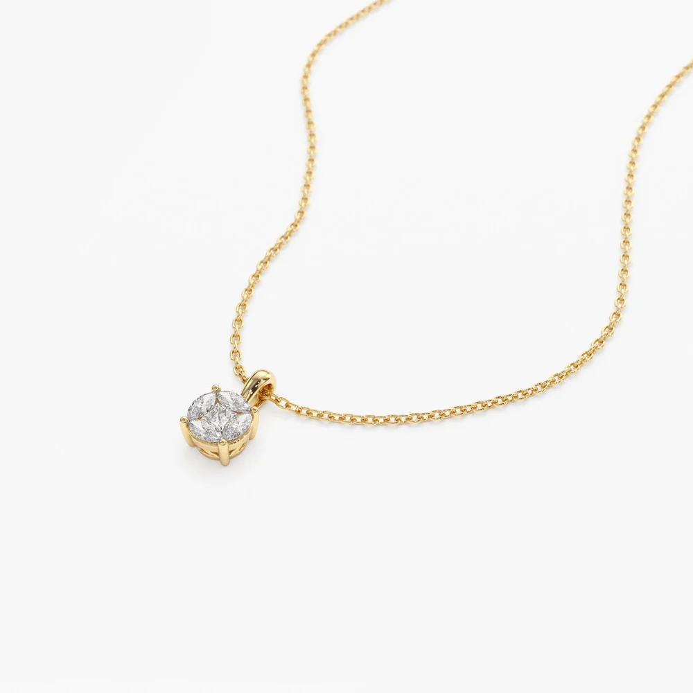 14k 0.25ctw Illusion Setting Brilliant Diamond Necklace - Image 6