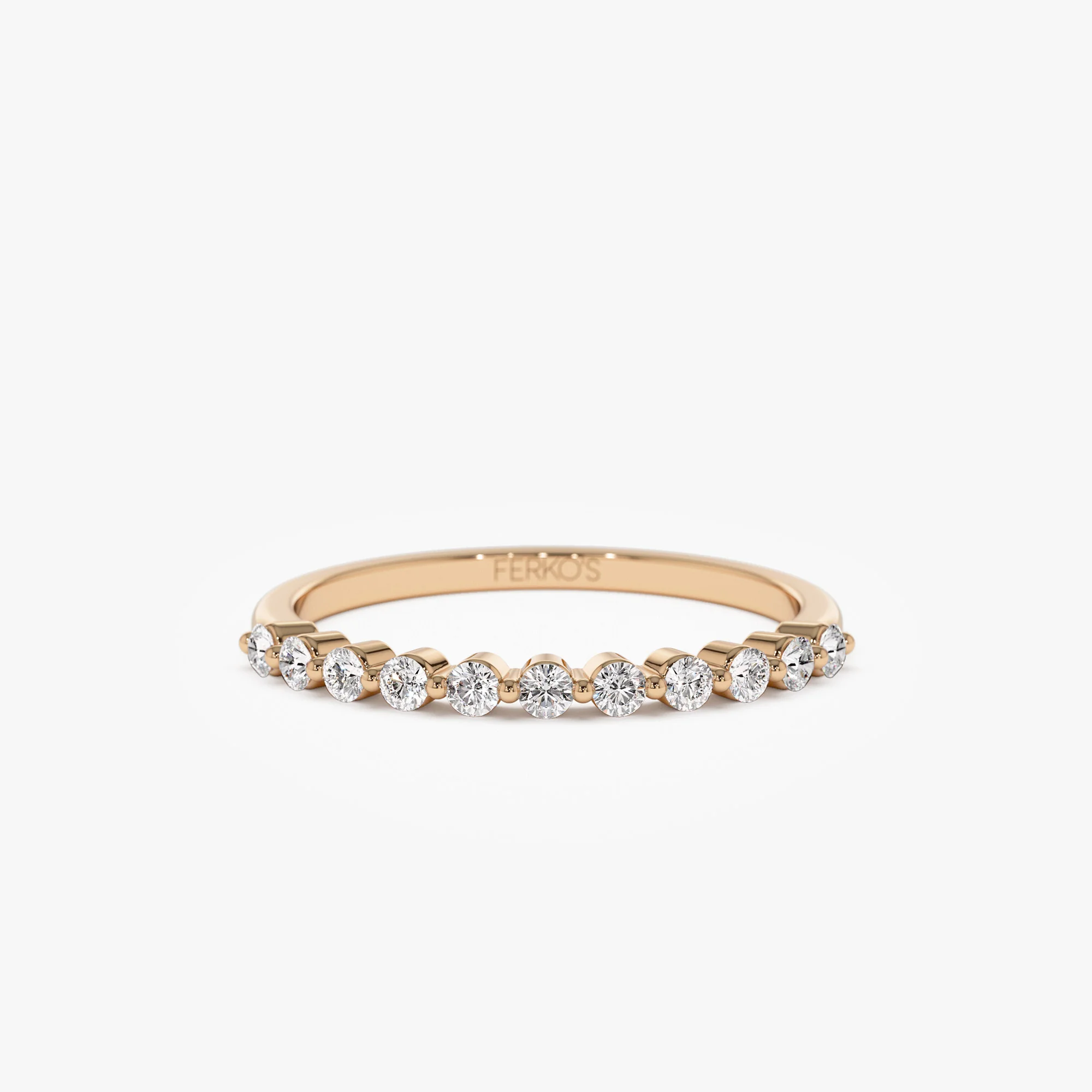 14k 0.30ctw 11 Stone Shared Prong Diamond Wedding Band - Image 5
