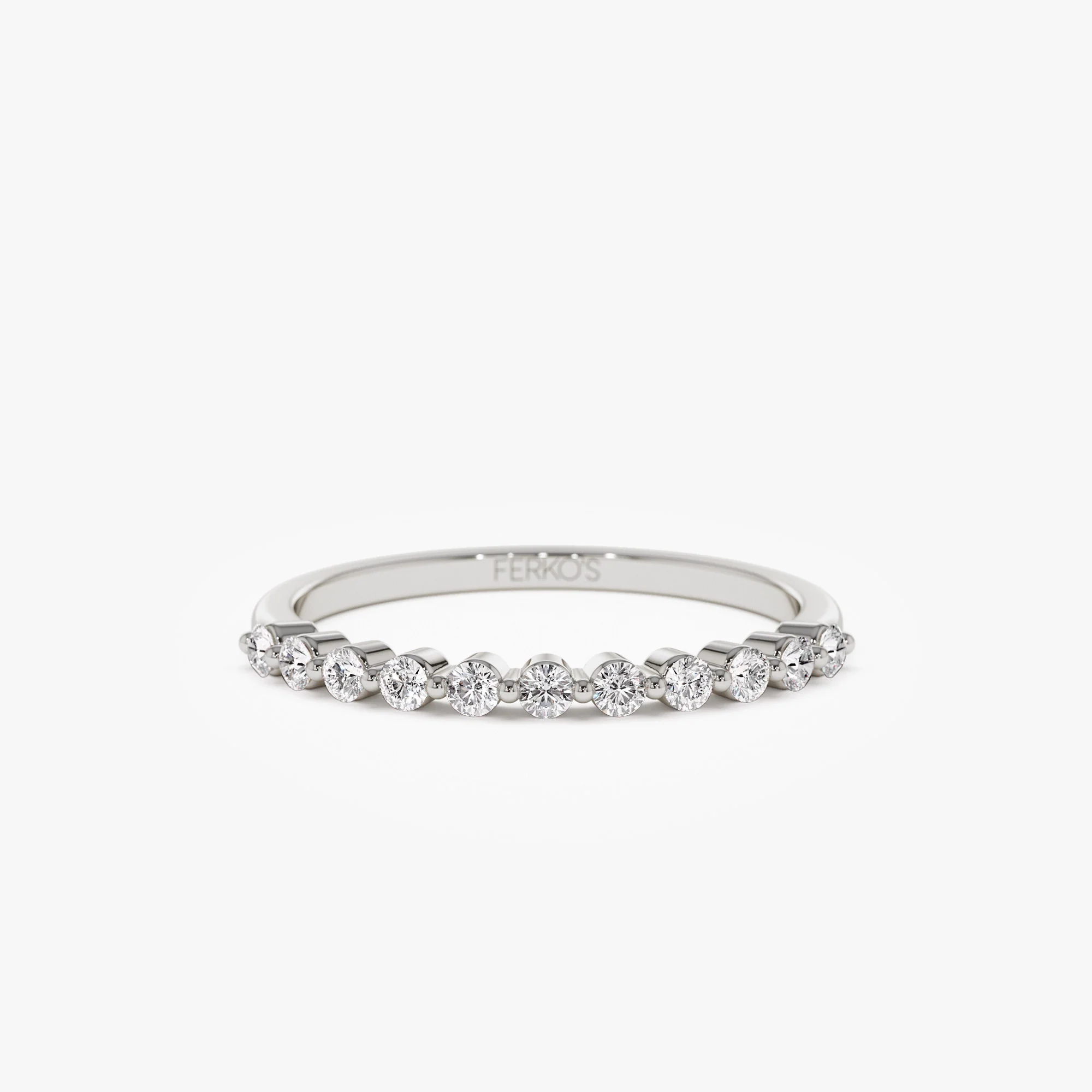 14k 0.30ctw 11 Stone Shared Prong Diamond Wedding Band - Image 6