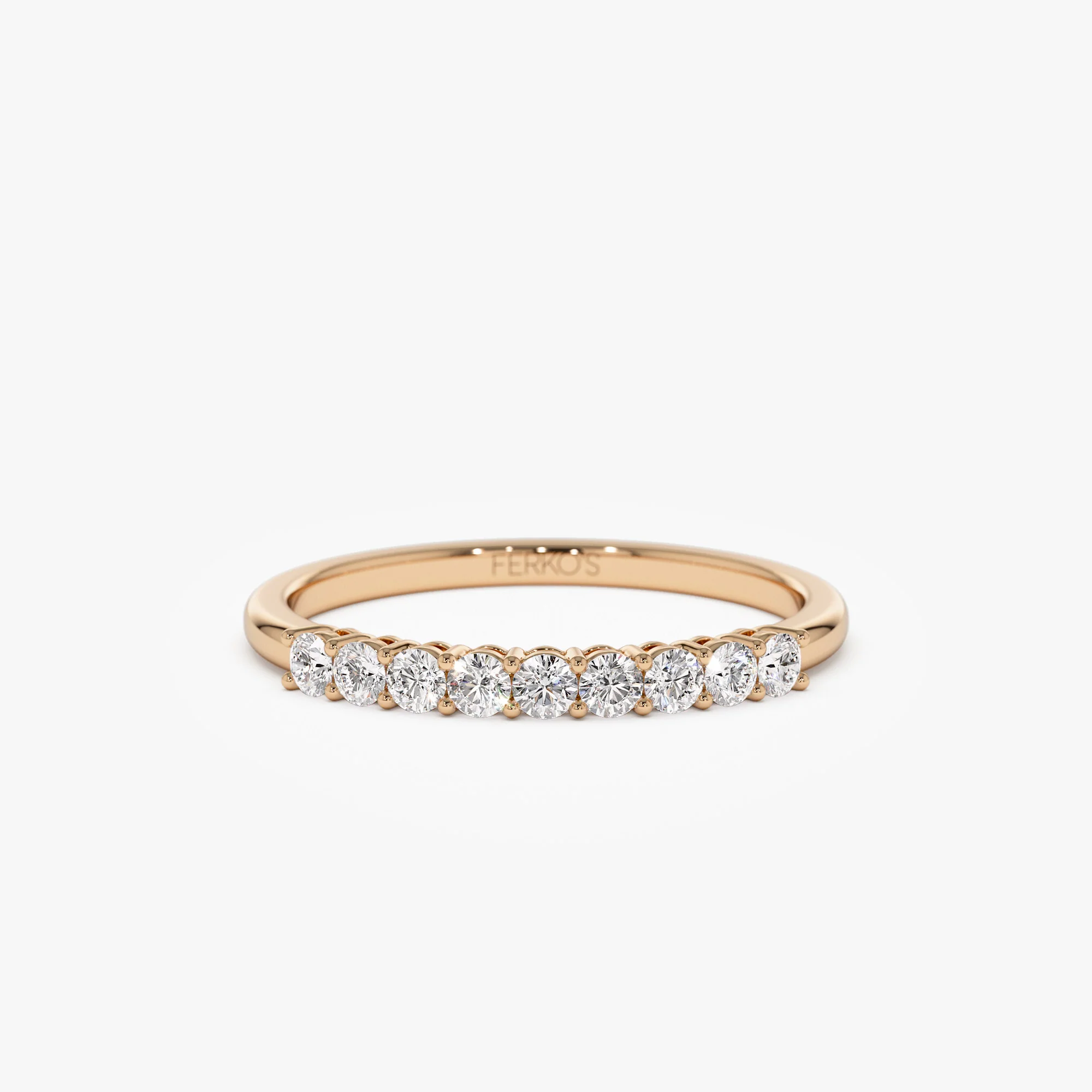 14k 0.30ctw 9 Stone Basket Setting Diamond Wedding Ring - Image 6