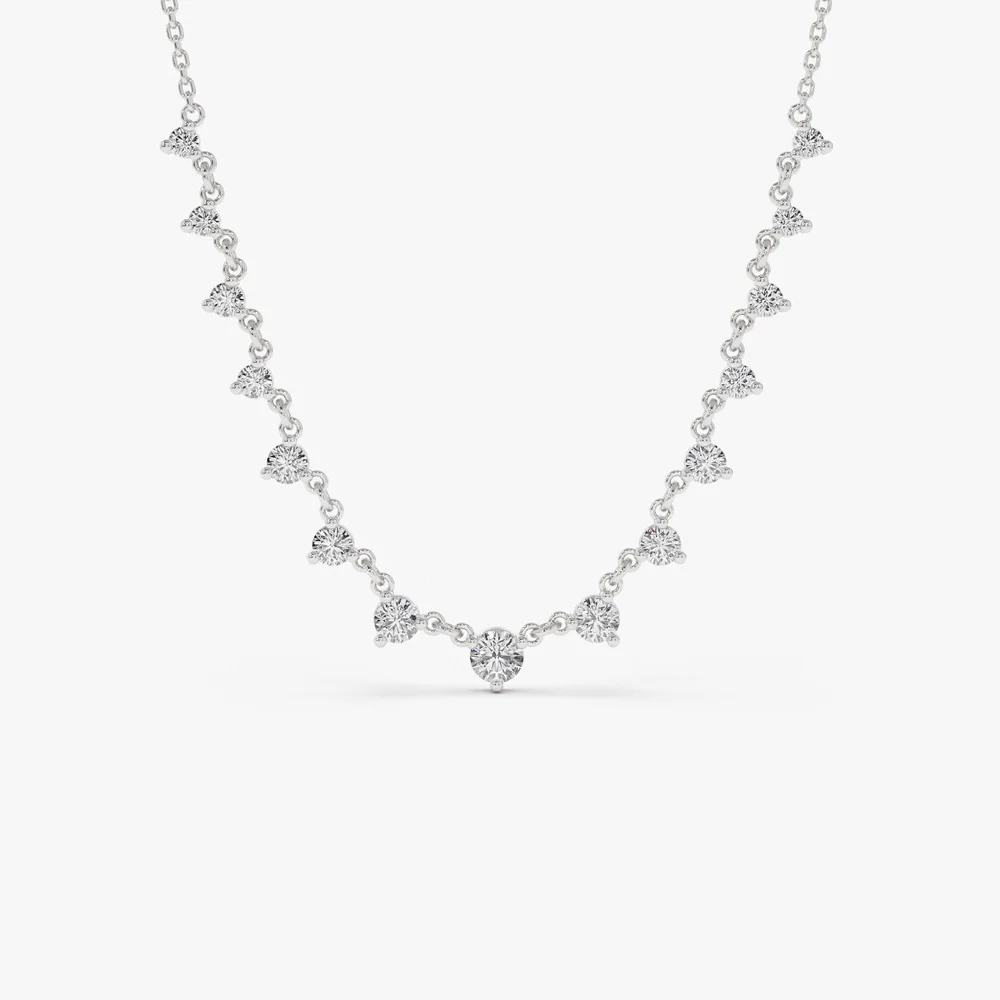 14k 0.85 ctw Solitaire Diamond Graduating Necklace - Image 5