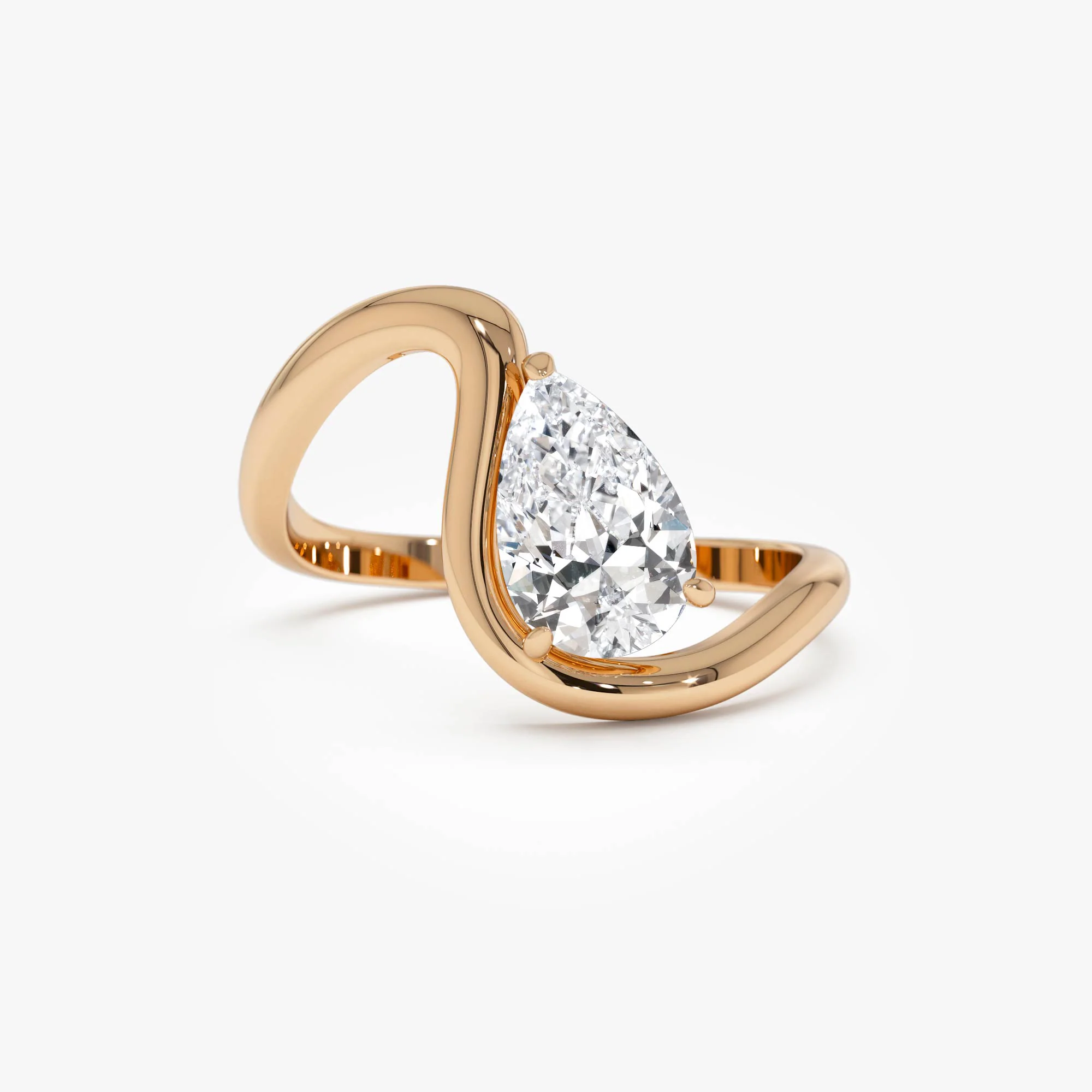 14k 1 CTW Pear Shape Lab Grown Diamond Ring - Bona - Image 5