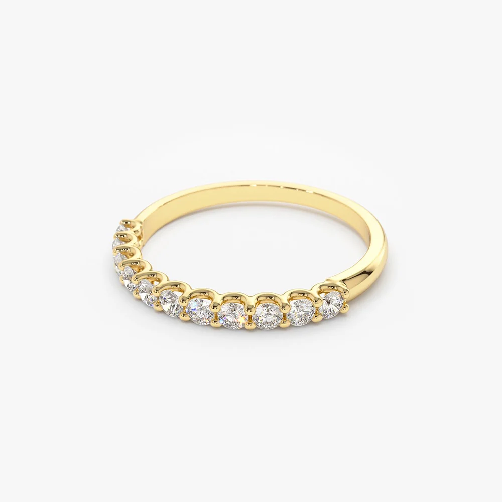 14k 11 Stone U-Shaped Diamond Wedding Band - Image 6