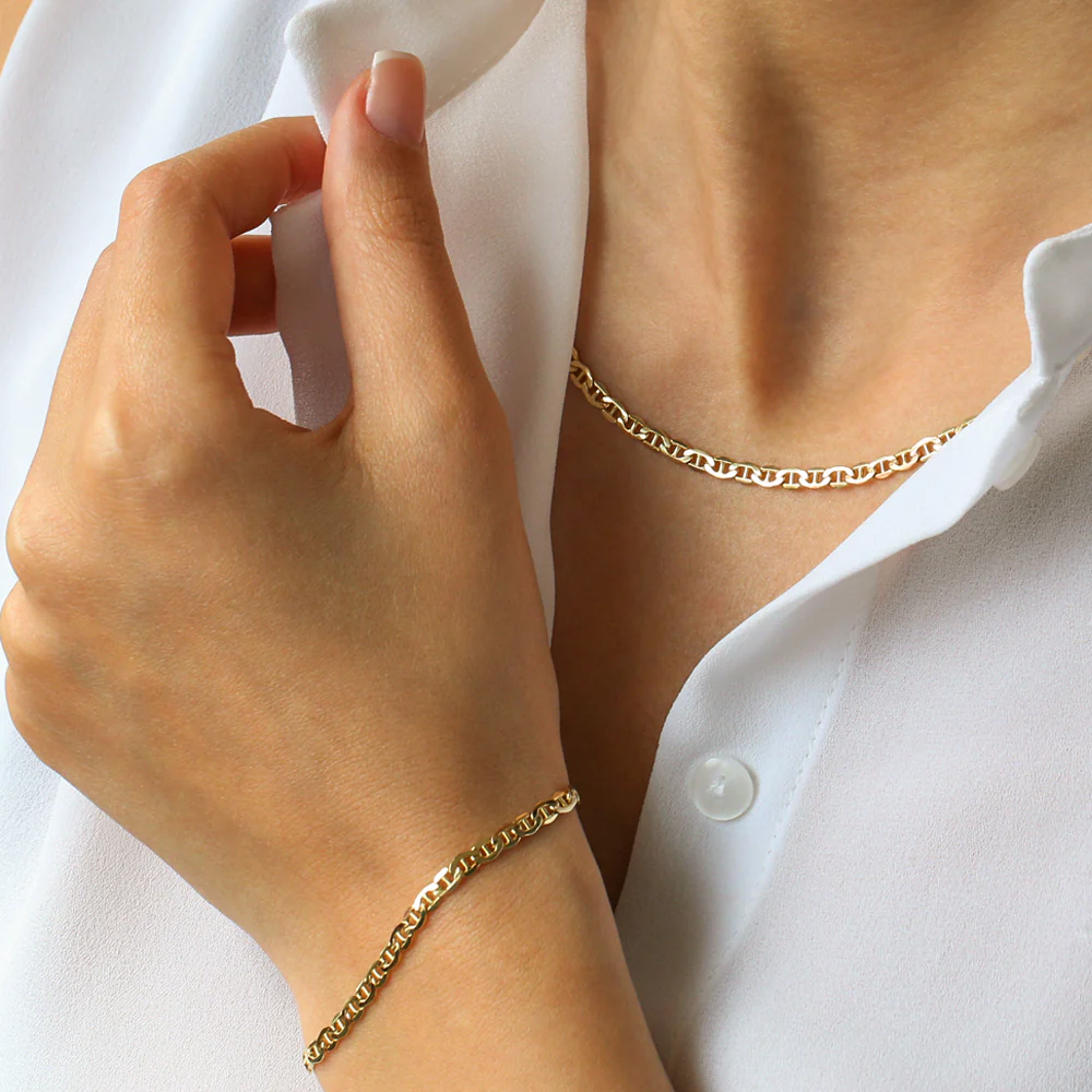14k 3.5 MM Mariner Chain Link Bracelet - Image 2