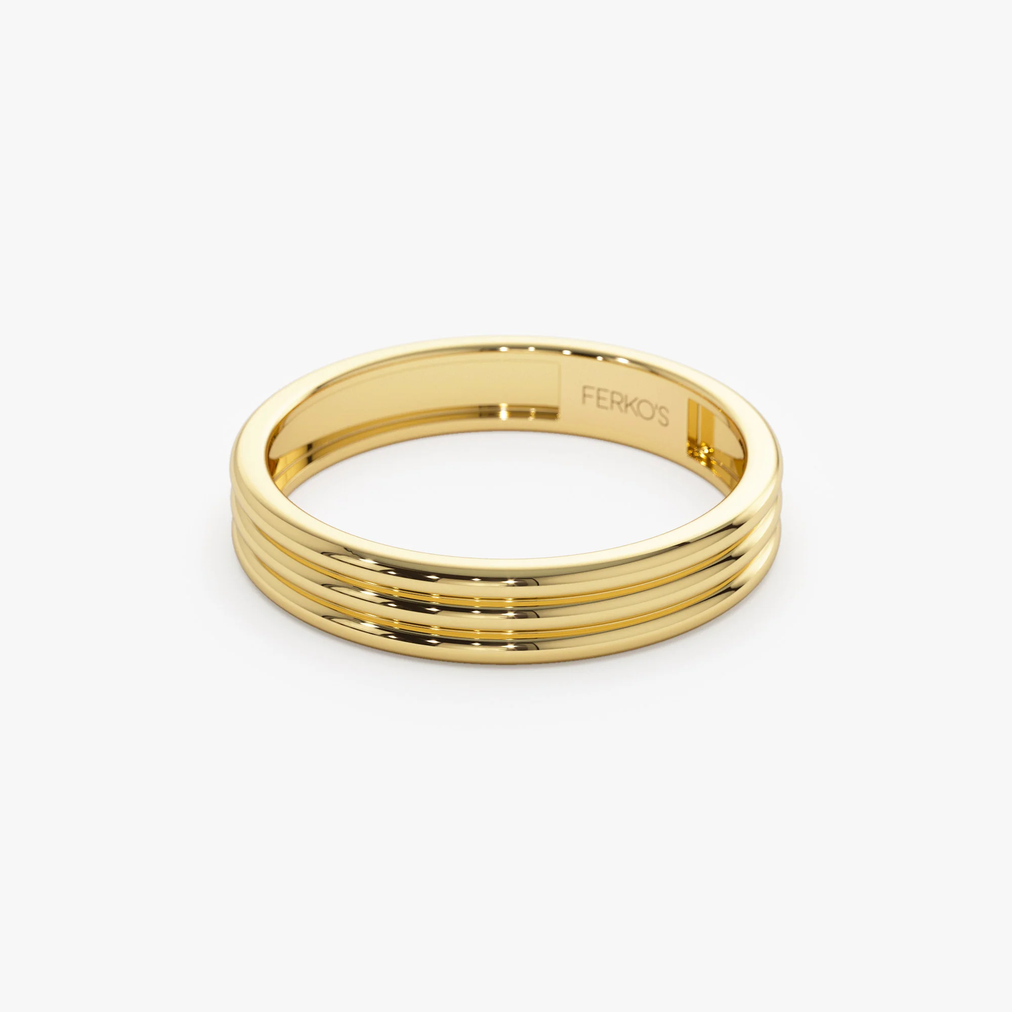14k 3.5MM Multi Lined Gold Wedding Ring - Image 7