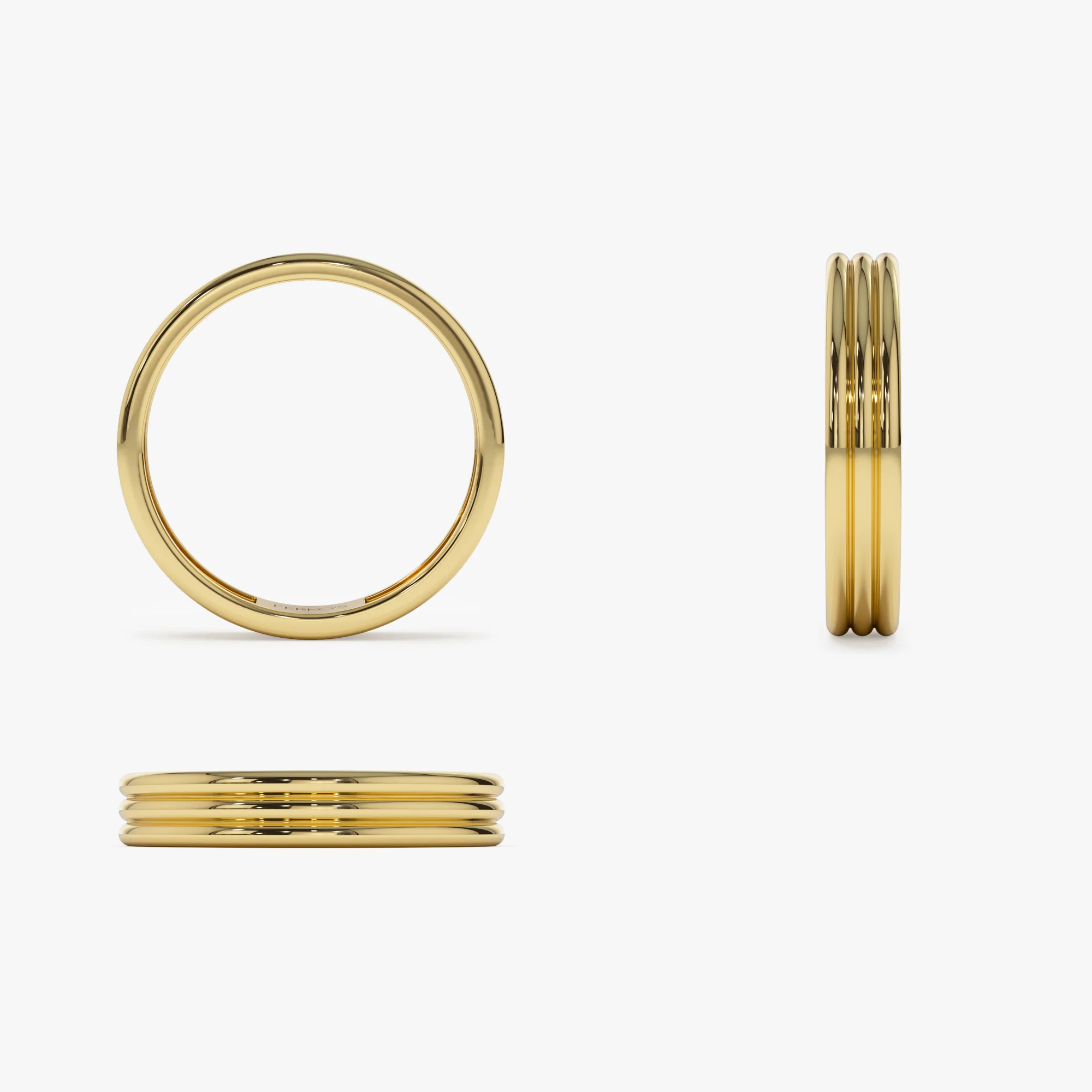 14k 3.5MM Multi Lined Gold Wedding Ring - Image 8