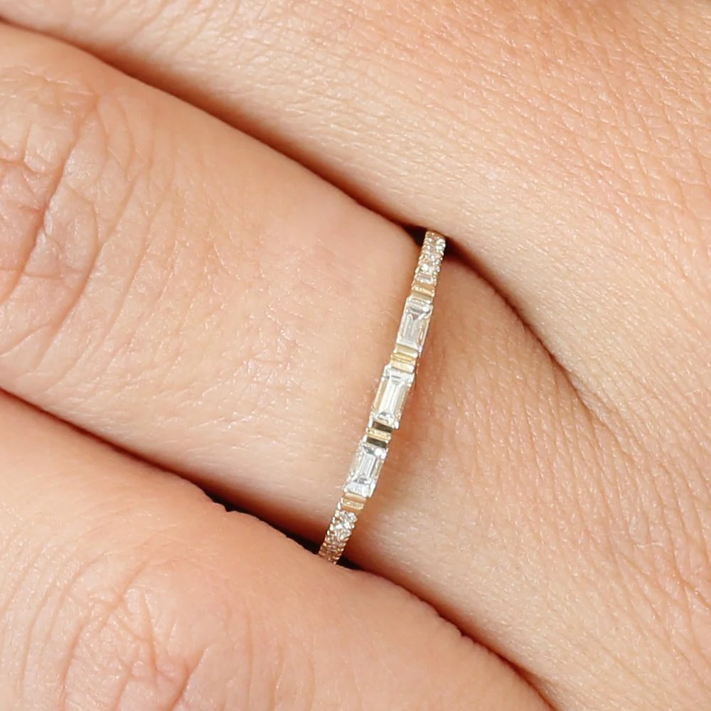 14K Gold 3 Baguette Matching Diamond Ring - Image 2