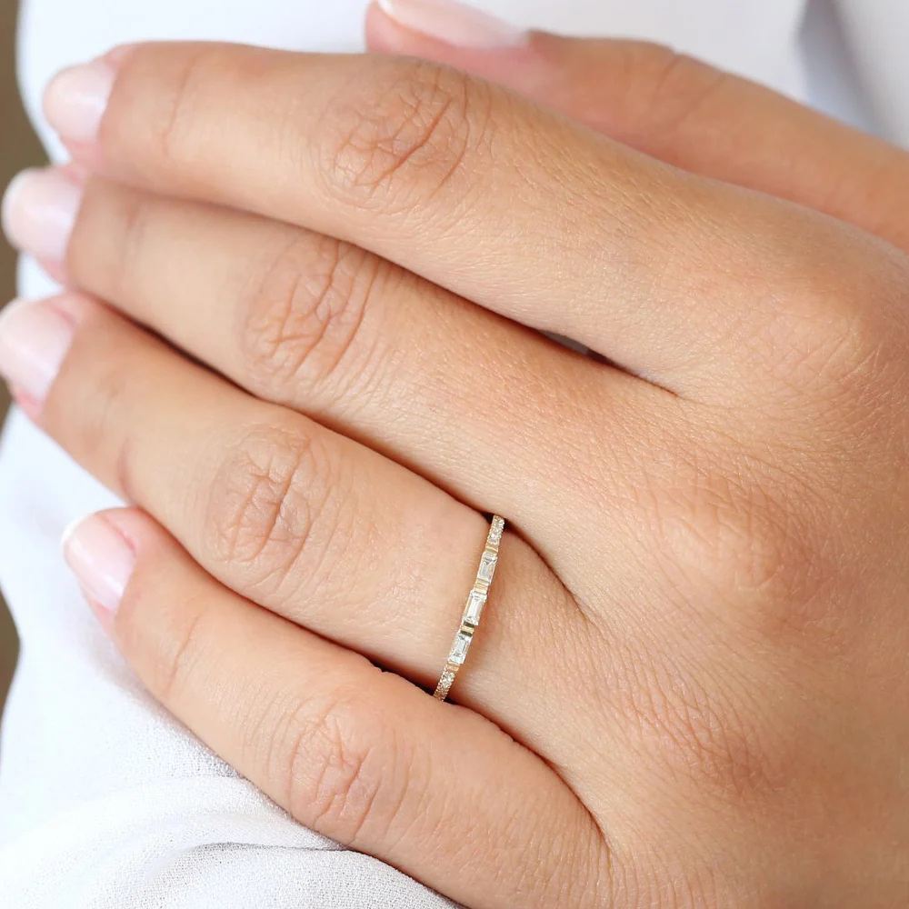 14K Gold 3 Baguette Matching Diamond Ring - Image 3