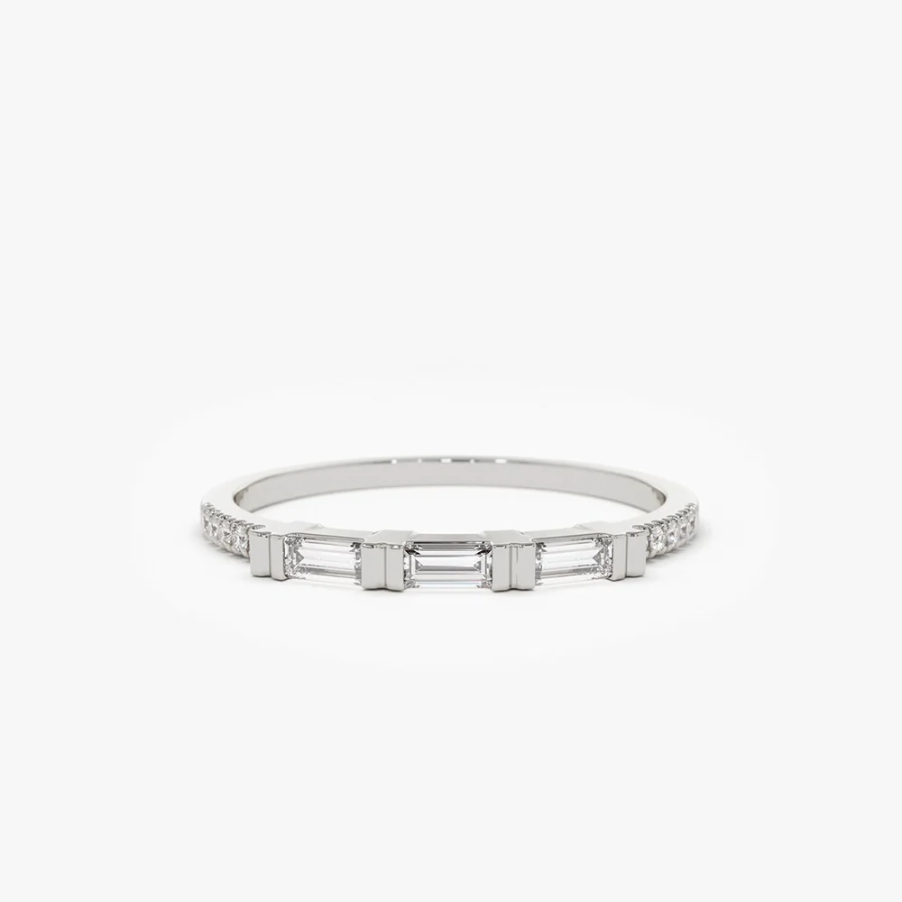 14K Gold 3 Baguette Matching Diamond Ring - Image 5