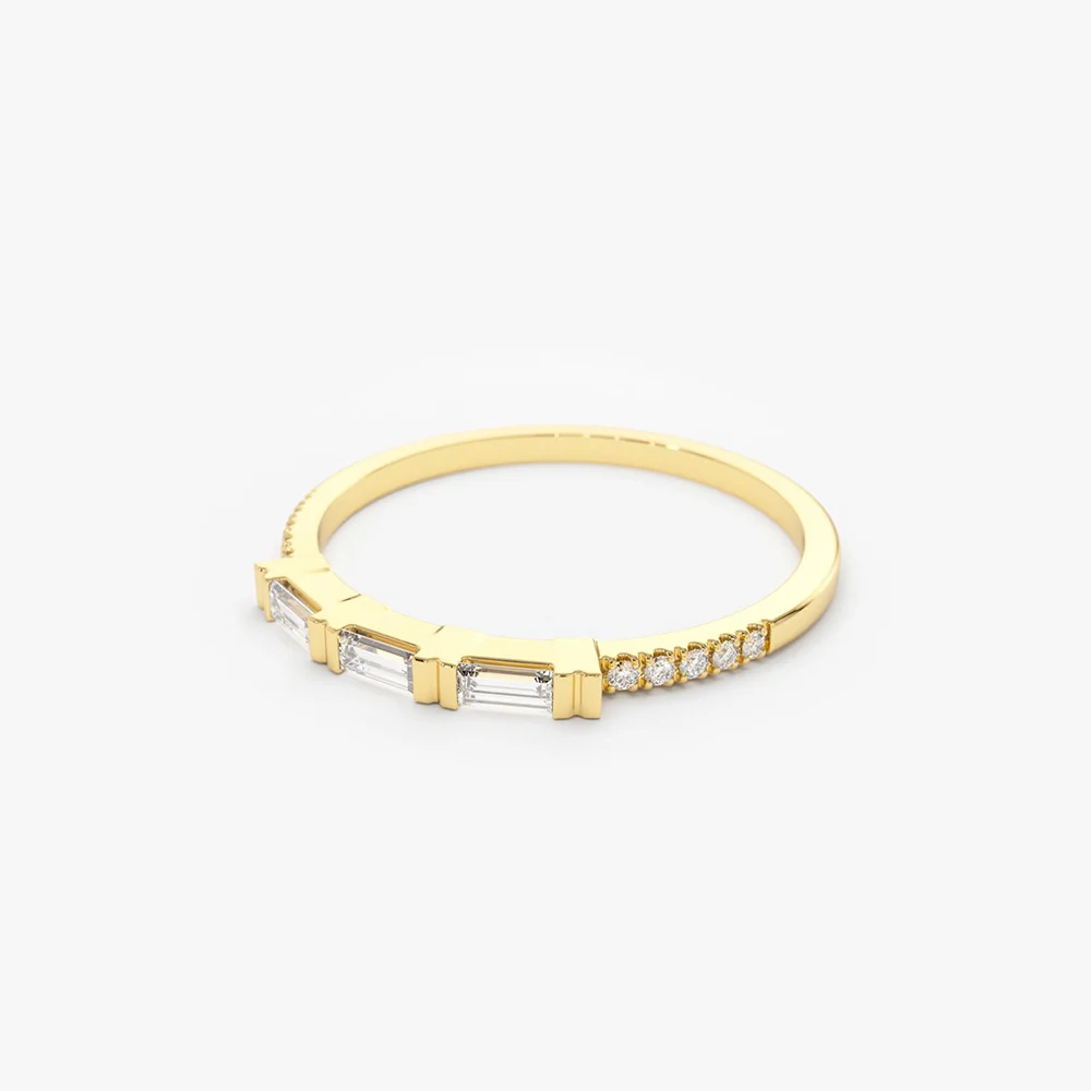 14K Gold 3 Baguette Matching Diamond Ring - Image 6