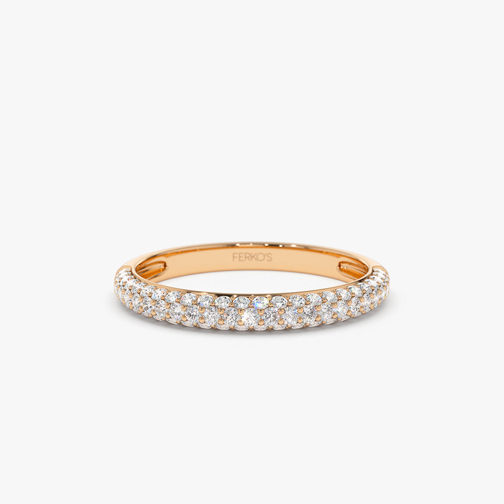 14k 3 Row Half Eternity Diamond Band - Image 7