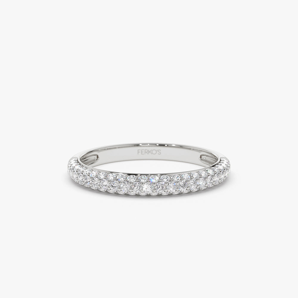 14k 3 Row Half Eternity Diamond Band - Image 8