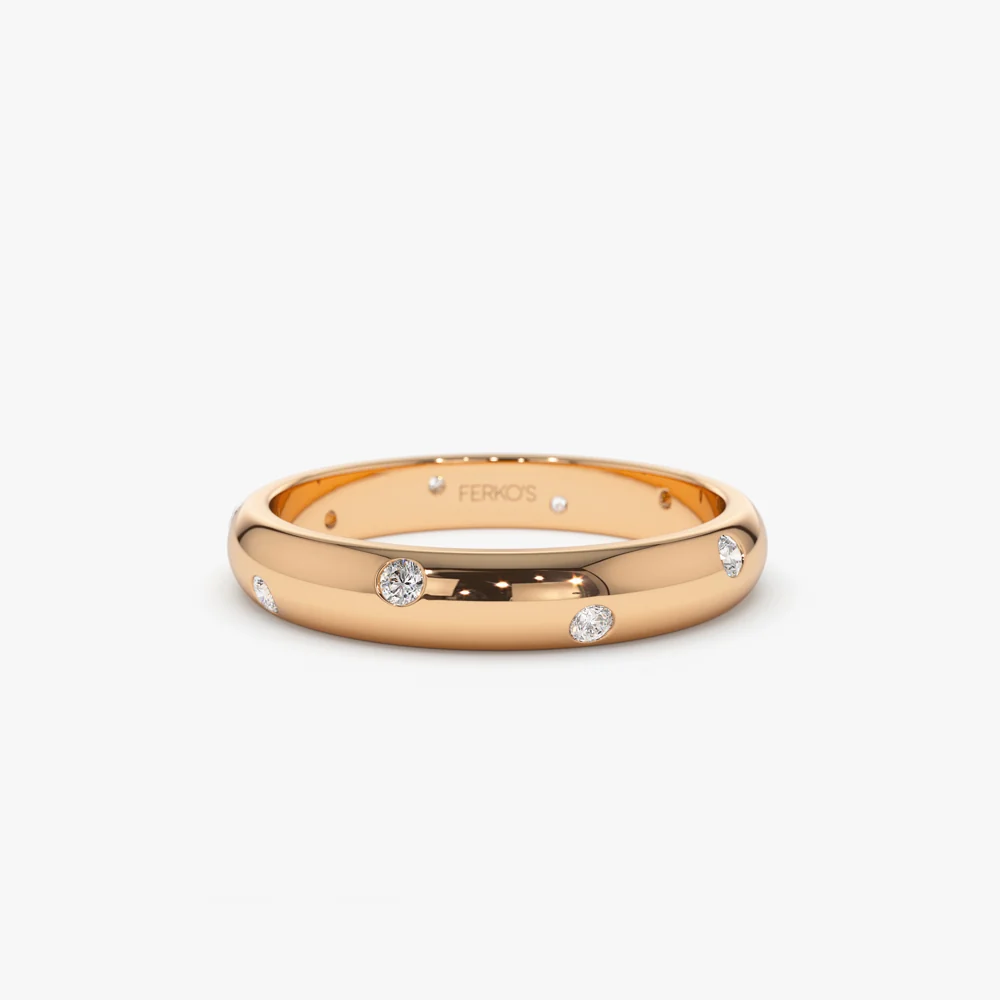 14k 3MM Dome Burnish Setting Women's Wedding Ring - Image 5