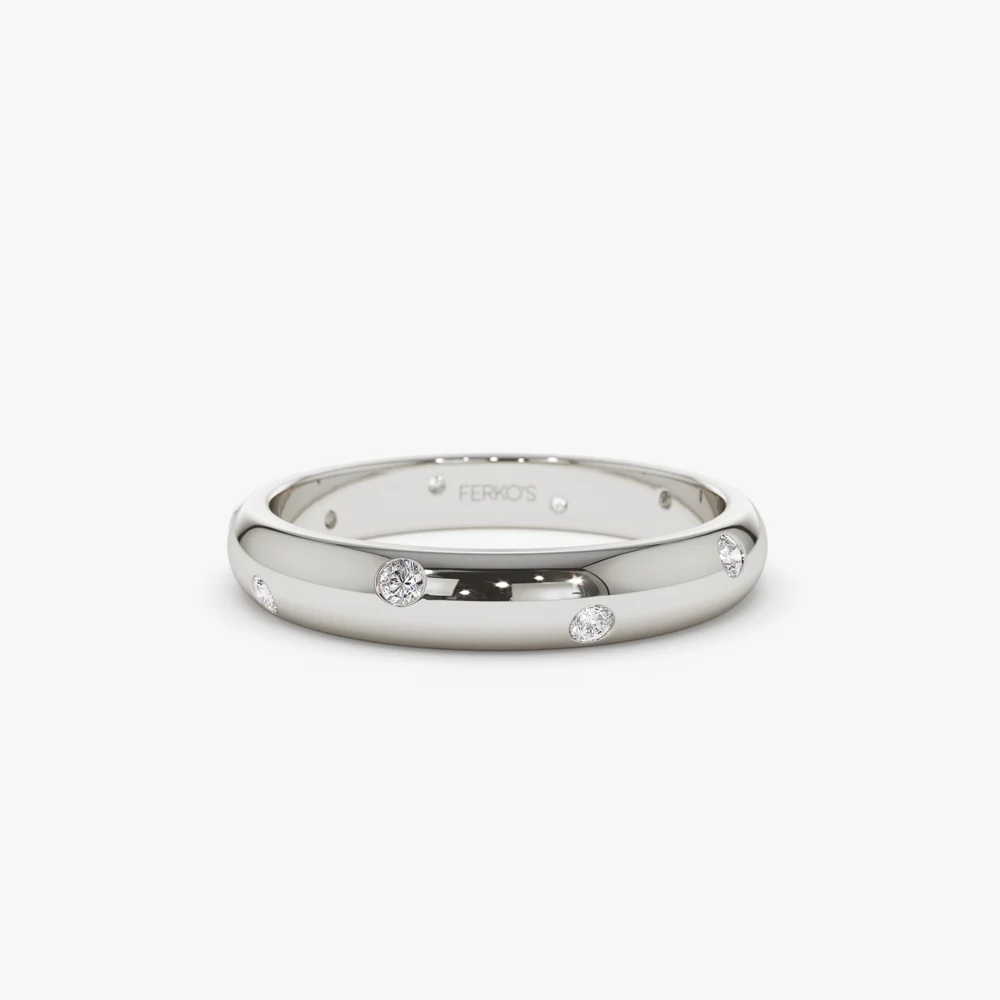 14k 3MM Dome Burnish Setting Women's Wedding Ring - Image 6