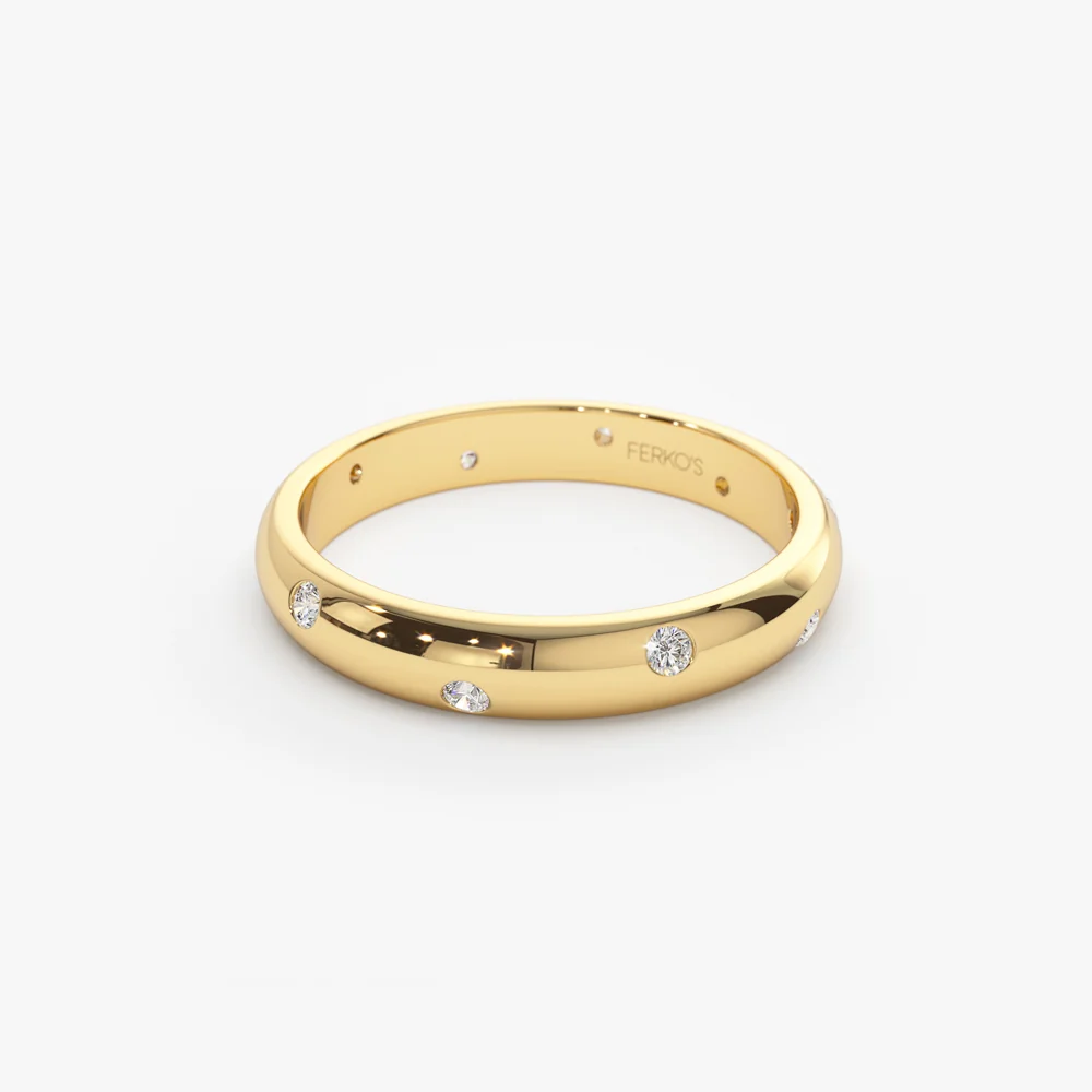 14k 3MM Dome Burnish Setting Women's Wedding Ring - Image 7