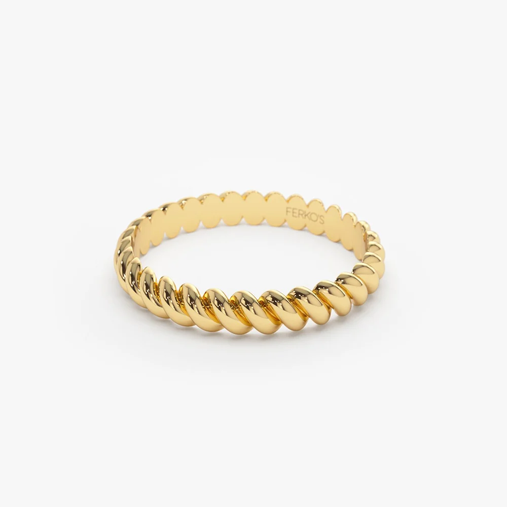 14K 3MM Twisted Rope Ring - Image 10