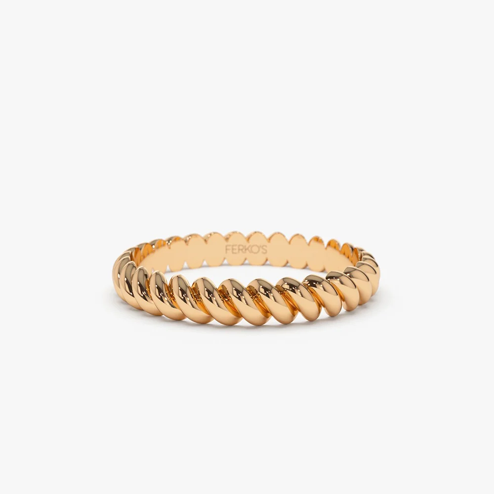 14K 3MM Twisted Rope Ring - Image 8