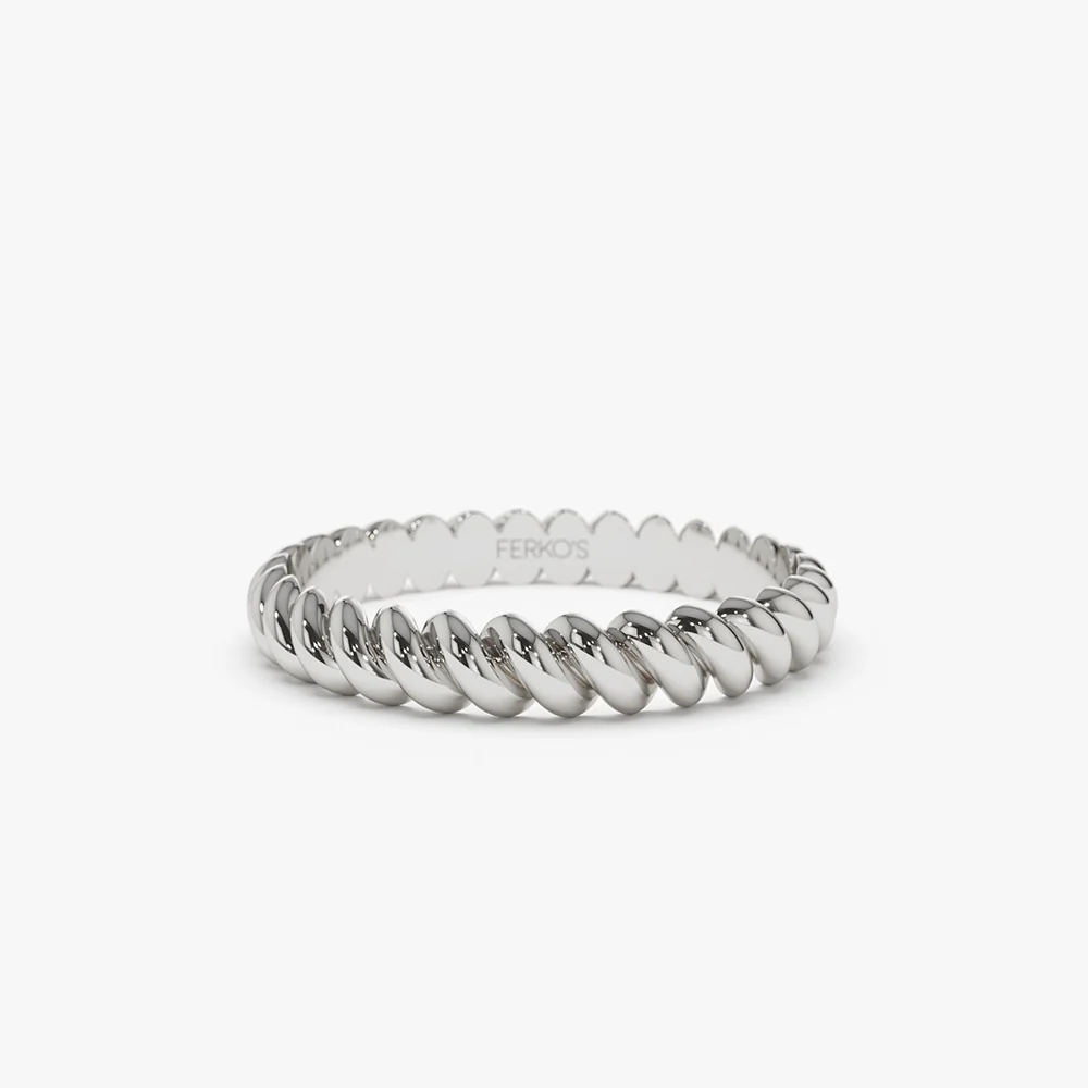 14K 3MM Twisted Rope Ring - Image 9
