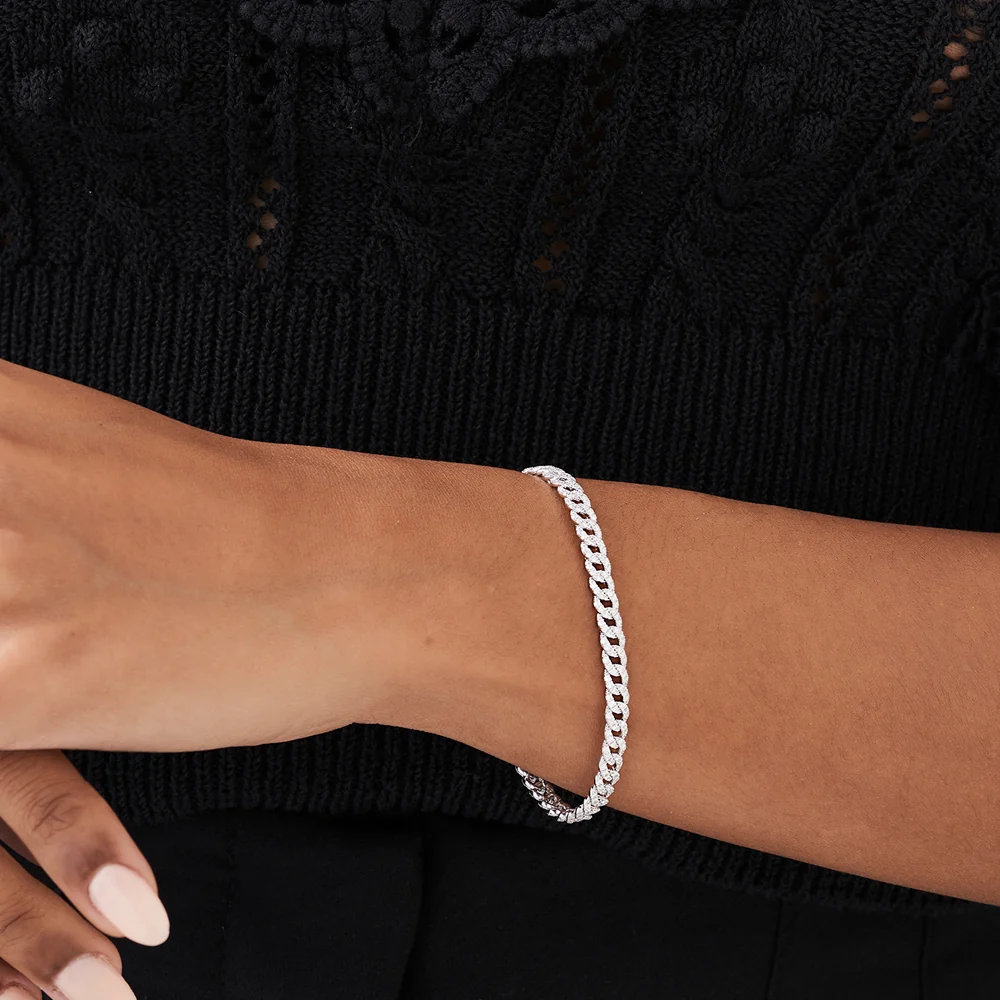 14k 4.8MM Diamond Cuban Link Bracelet - Image 3