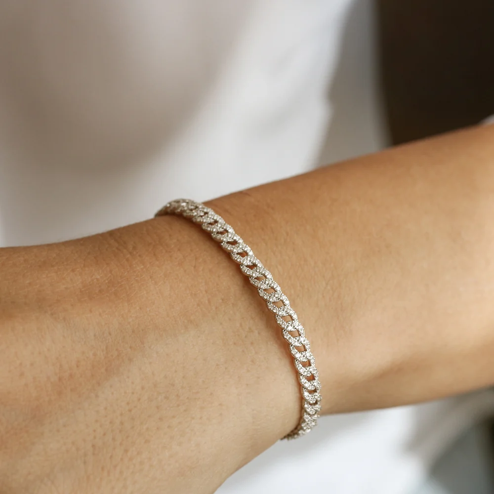 14k 4.8MM Diamond Cuban Link Bracelet - Image 4