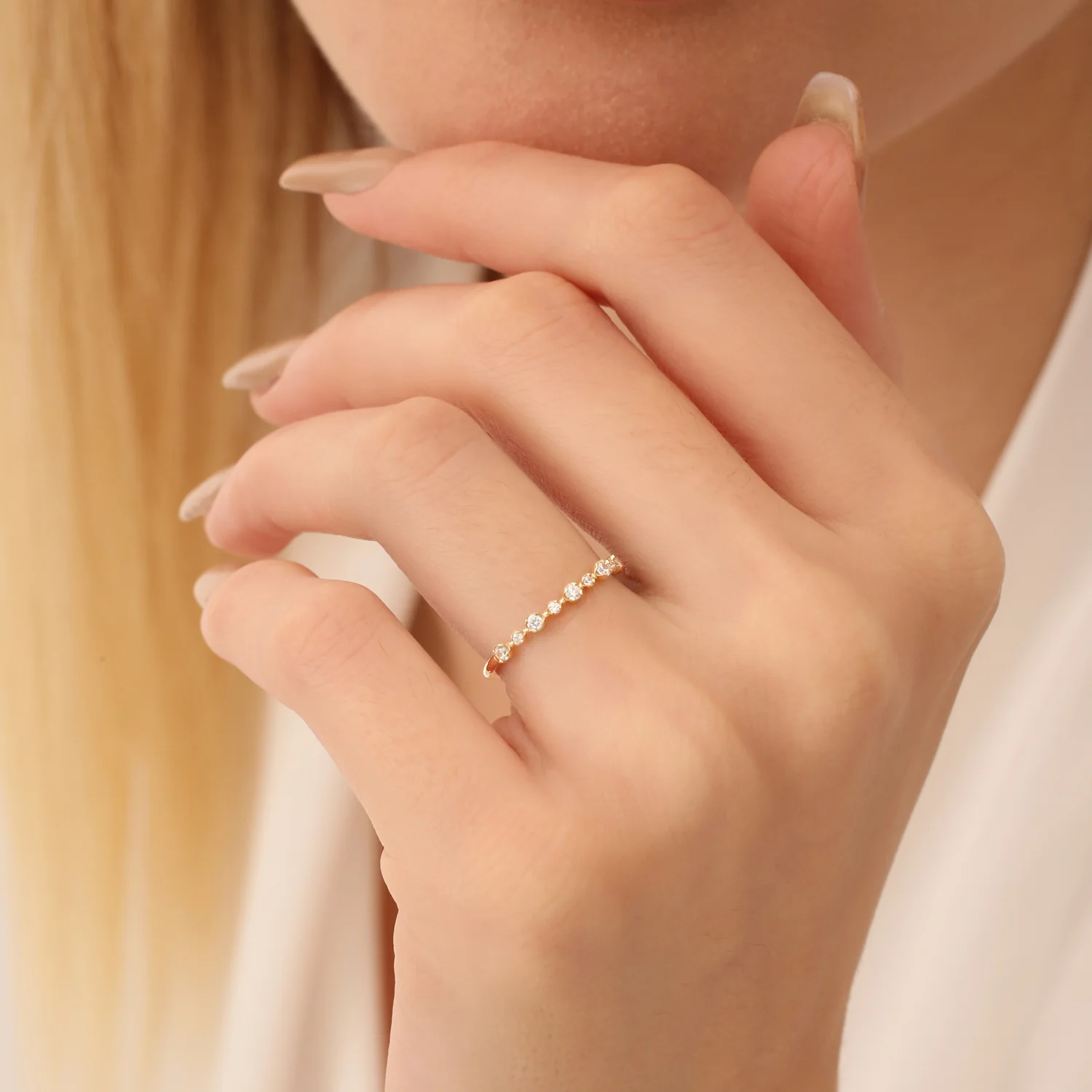 14k 4 Prong Petite Natural Diamond Ring - Image 4