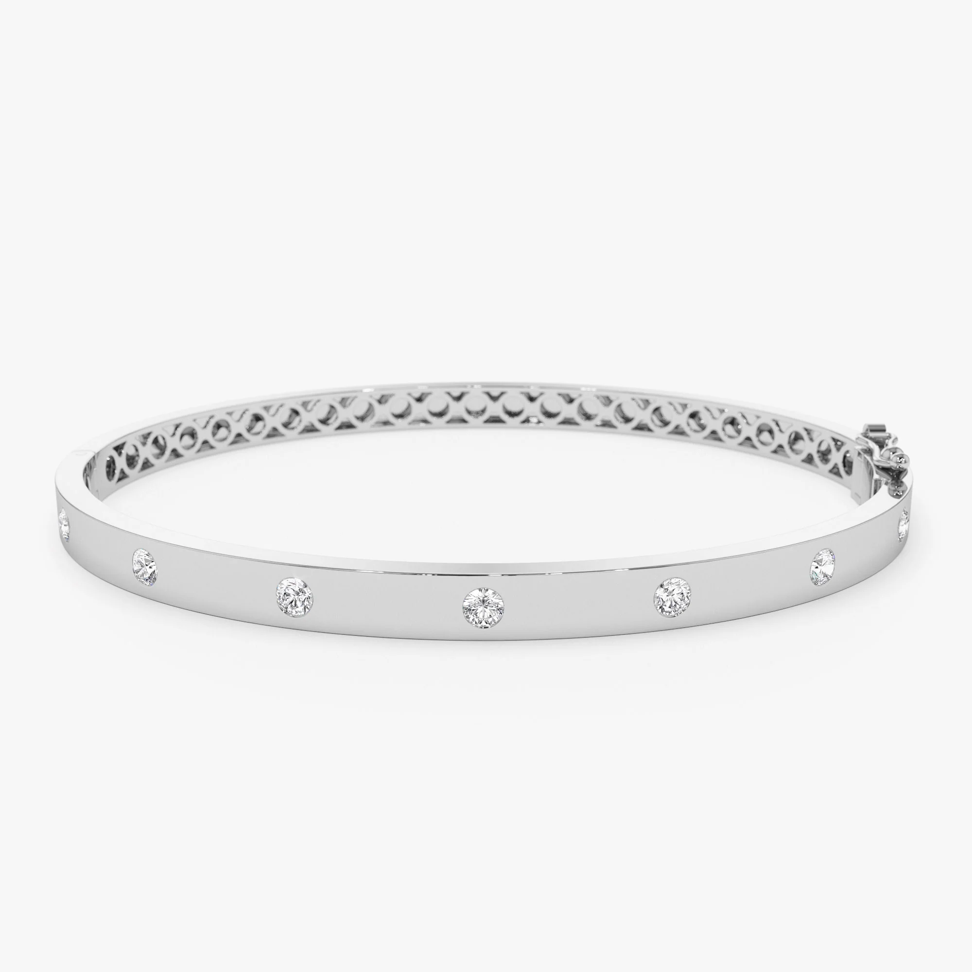 14K 4mm Diamond Bangle Bracelet - Image 6