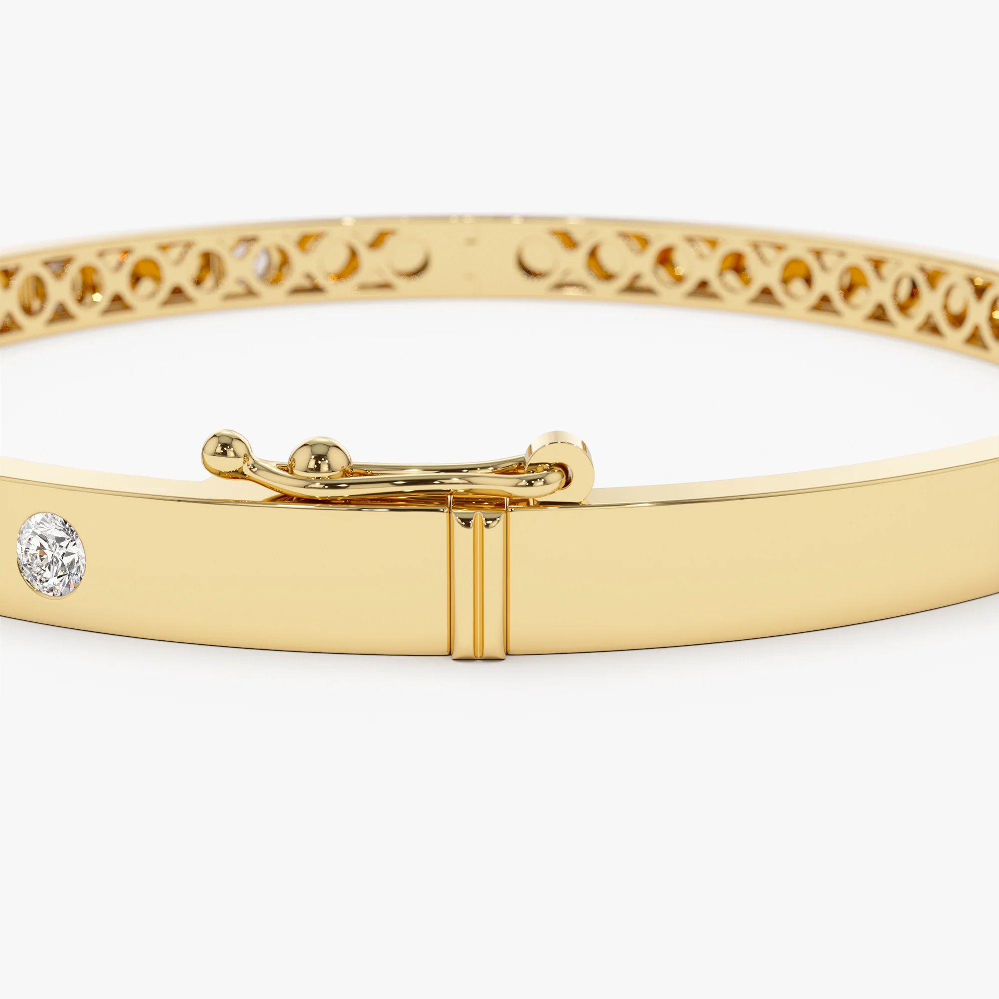 14K 4mm Diamond Bangle Bracelet - Image 8