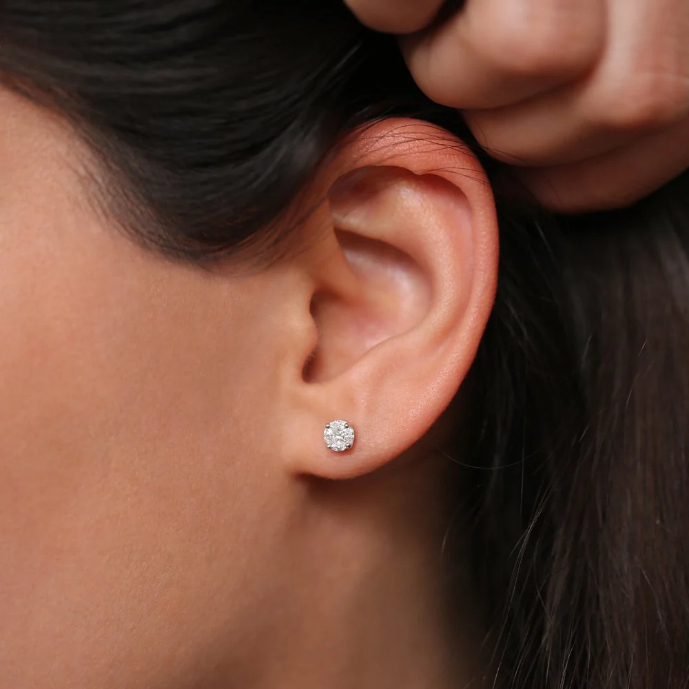 14k 5MM Illusion Setting Diamond Studs - Image 3