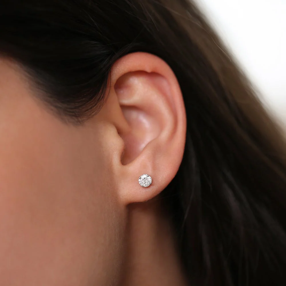 14k 5MM Illusion Setting Diamond Studs - Image 4