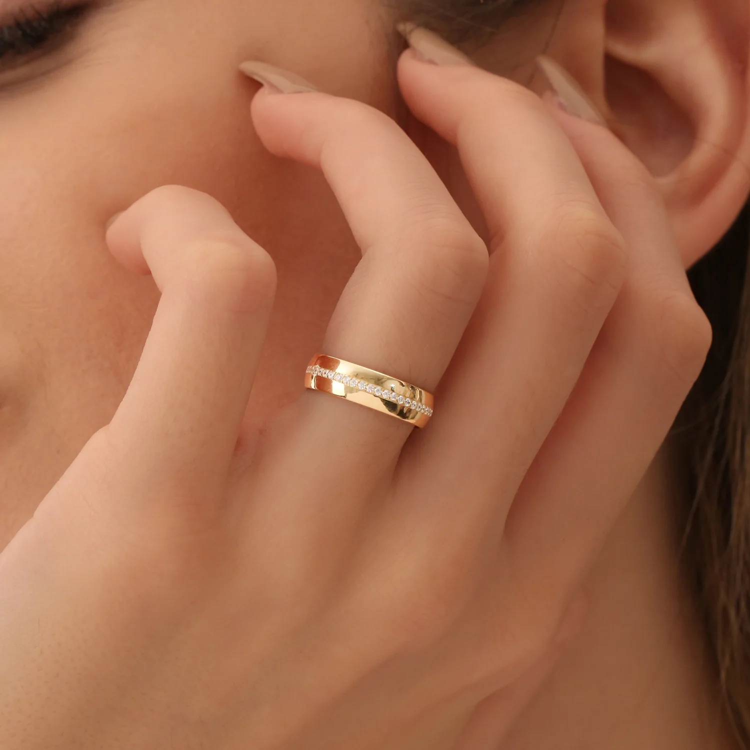 14k 5MM Wide Full Eternity Diamond Ring - Image 2