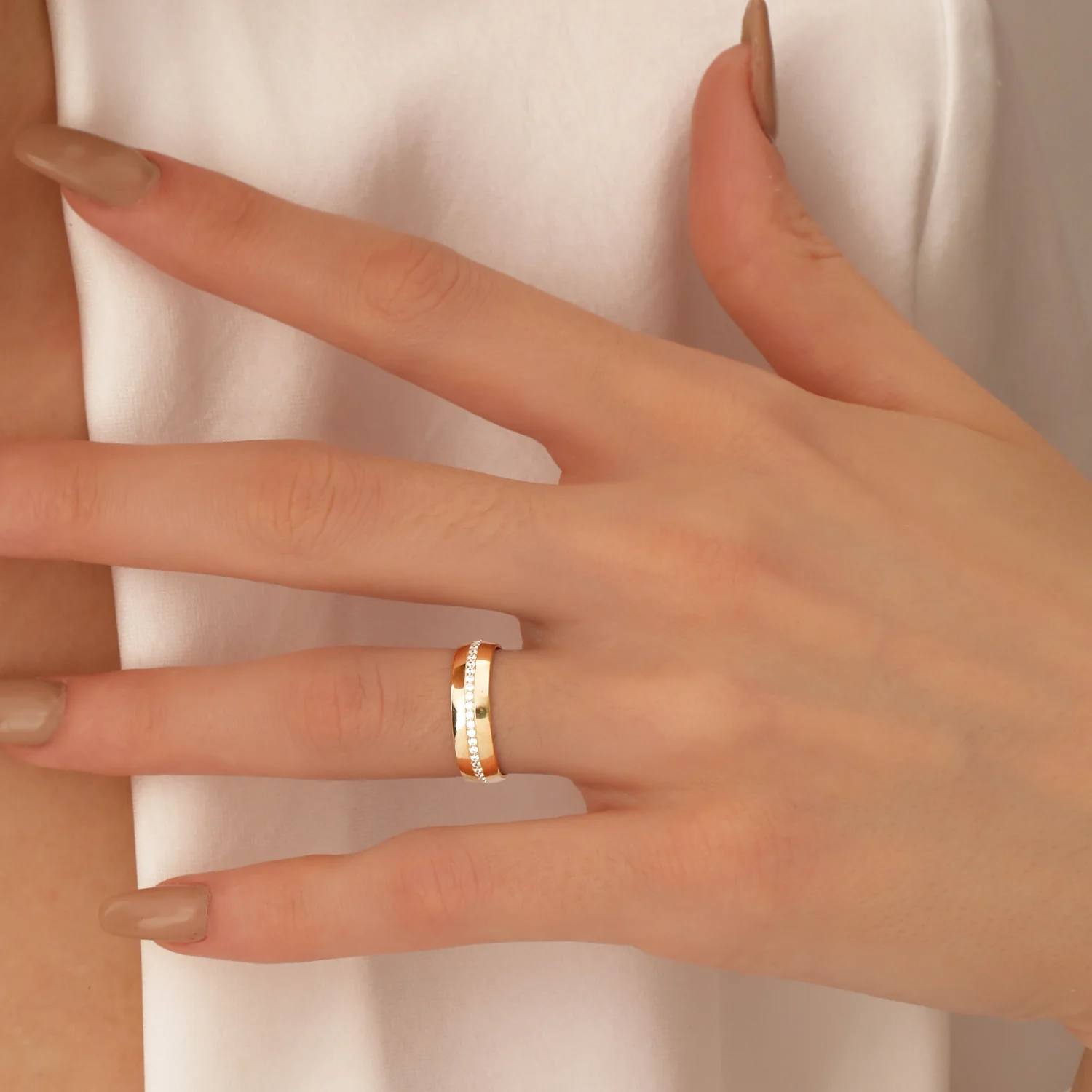 14k 5MM Wide Full Eternity Diamond Ring - Image 3