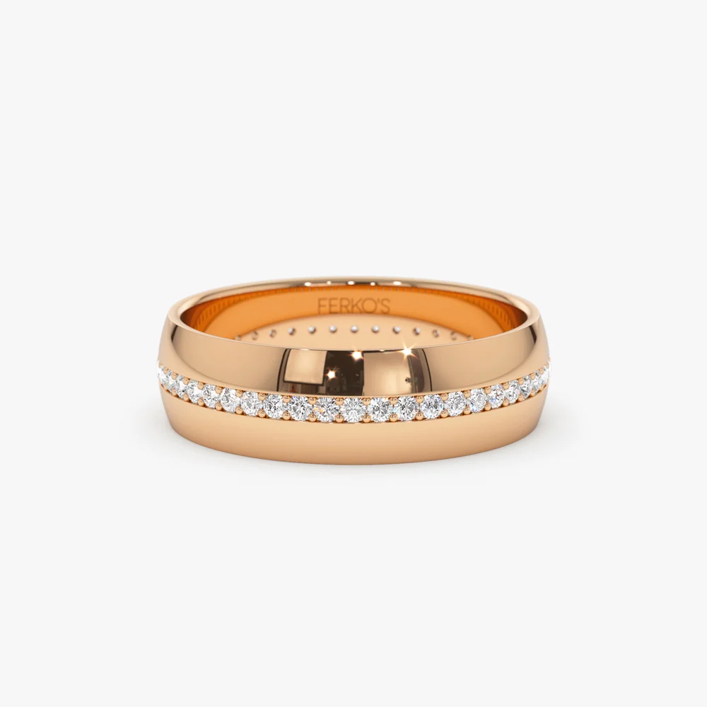 14k 5MM Wide Full Eternity Diamond Ring - Image 5