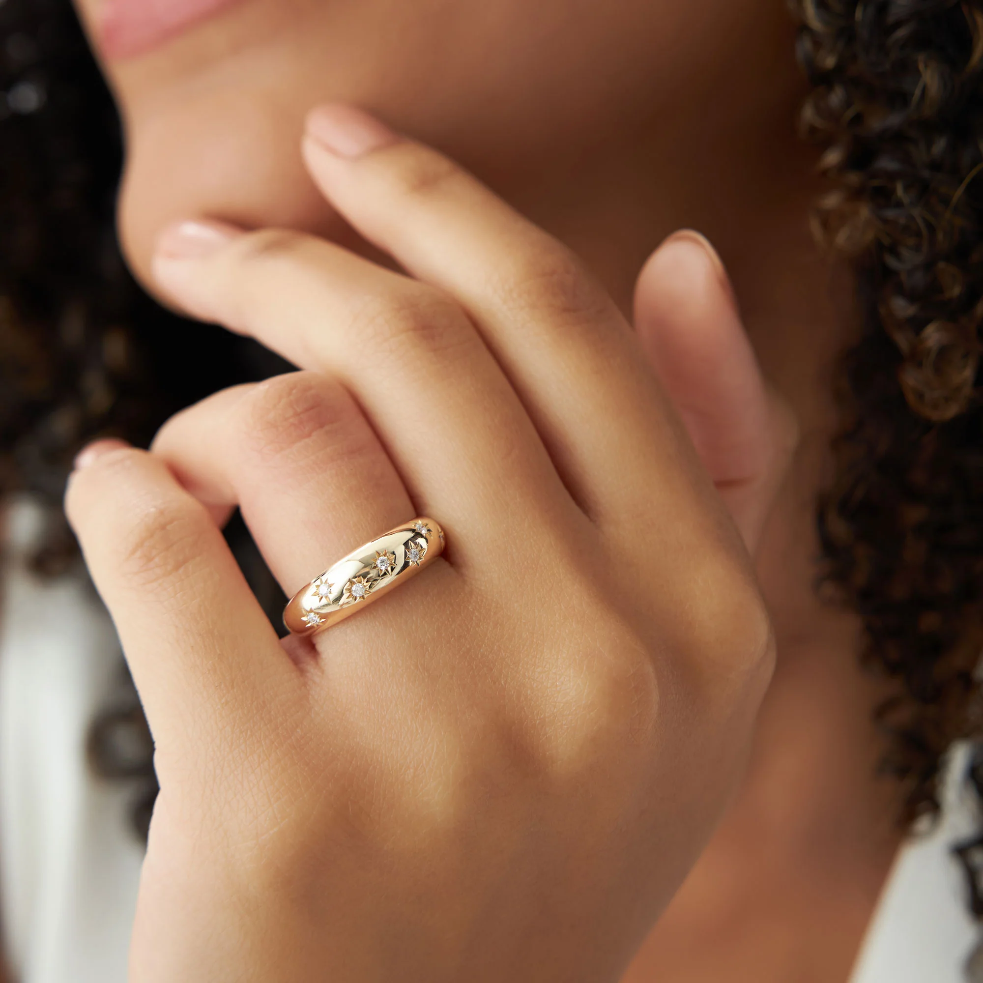 14k 6MM Dome Star Setting Diamond Ring - Image 5