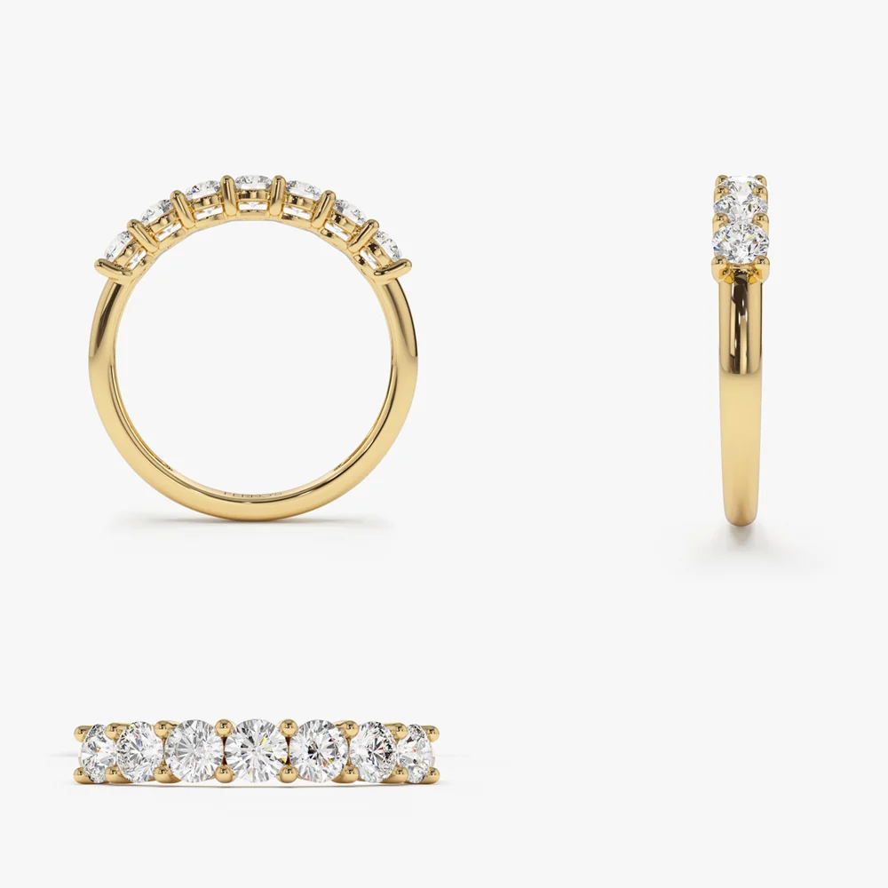 14k 7 Stone Basket Setting Diamond Ring - Image 9