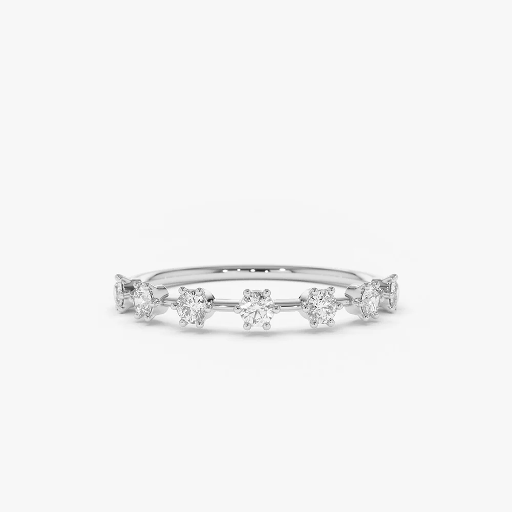 14K Gold 7 Stone Round Diamond Wedding Ring - Image 8