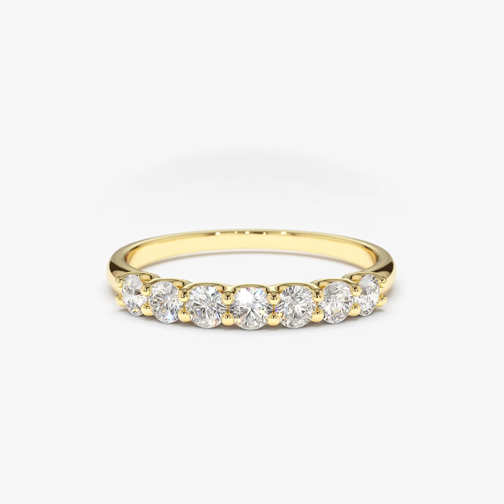 0.45 cwt 14k Seven Stone U-Shaped Lab Grown Diamond Wedding Band - Ranya