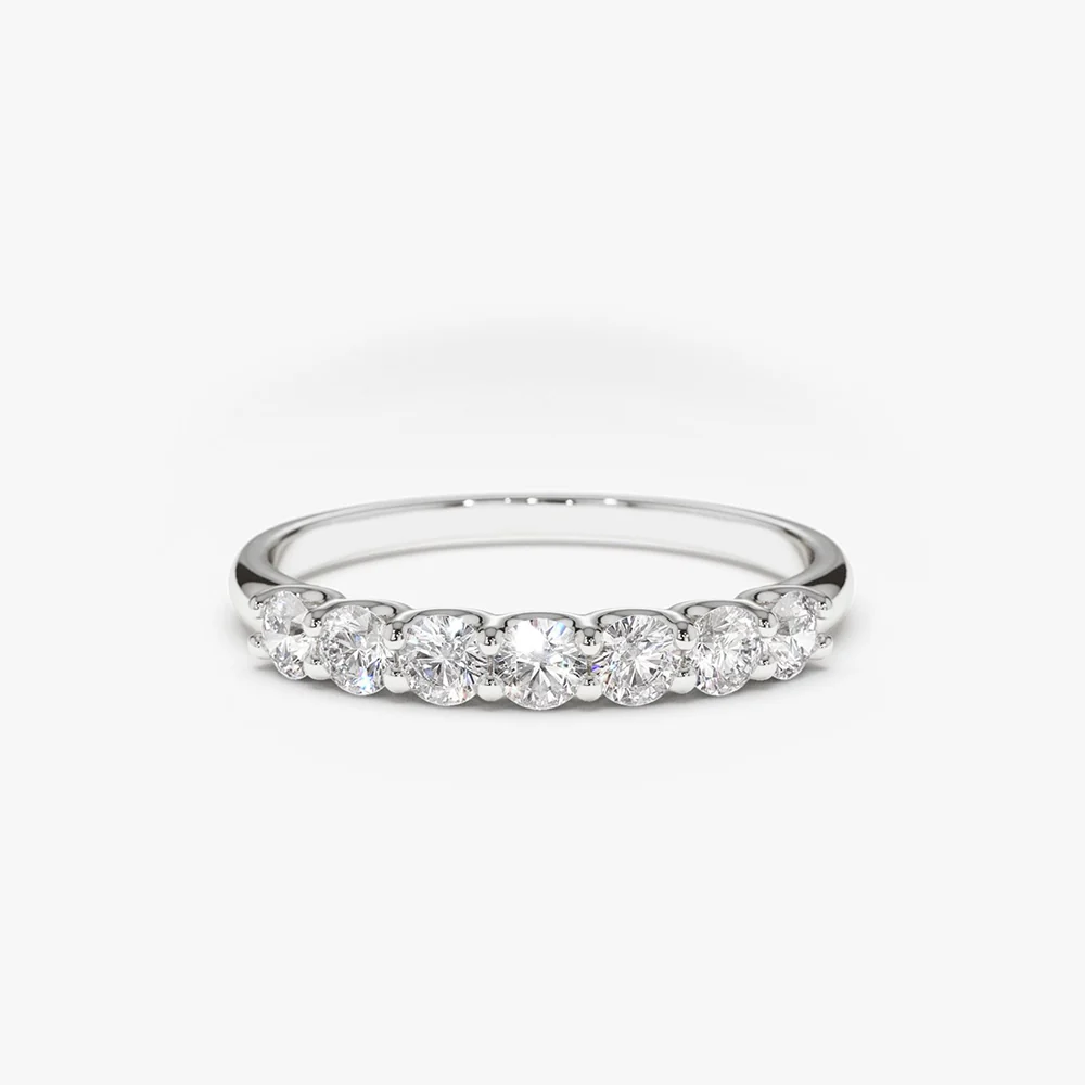 0.45 cwt 14k Seven Stone U-Shaped Lab Grown Diamond Wedding Band - Ranya - Image 4